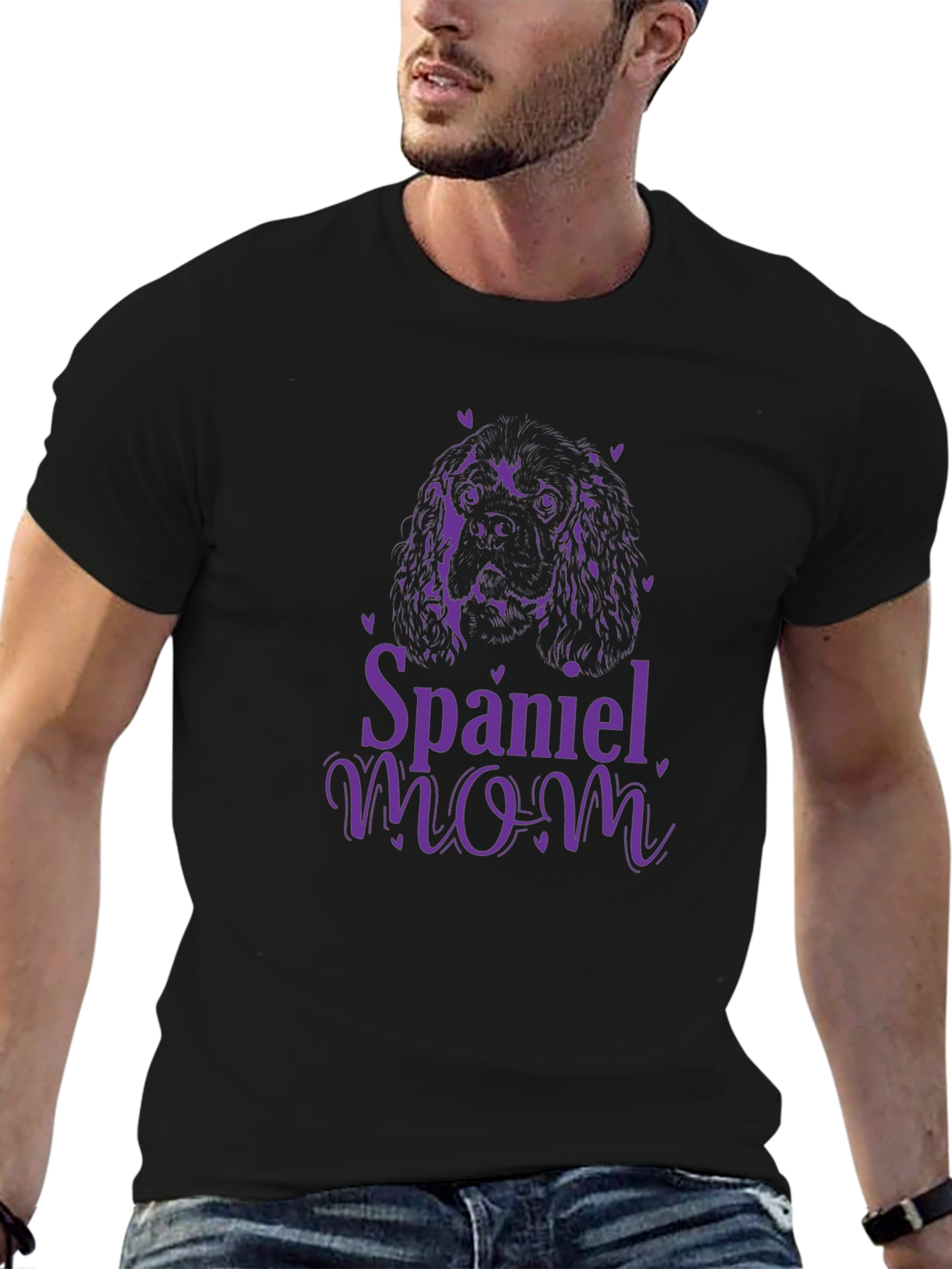 Spaniel Mom Black Graphic T-Shirt