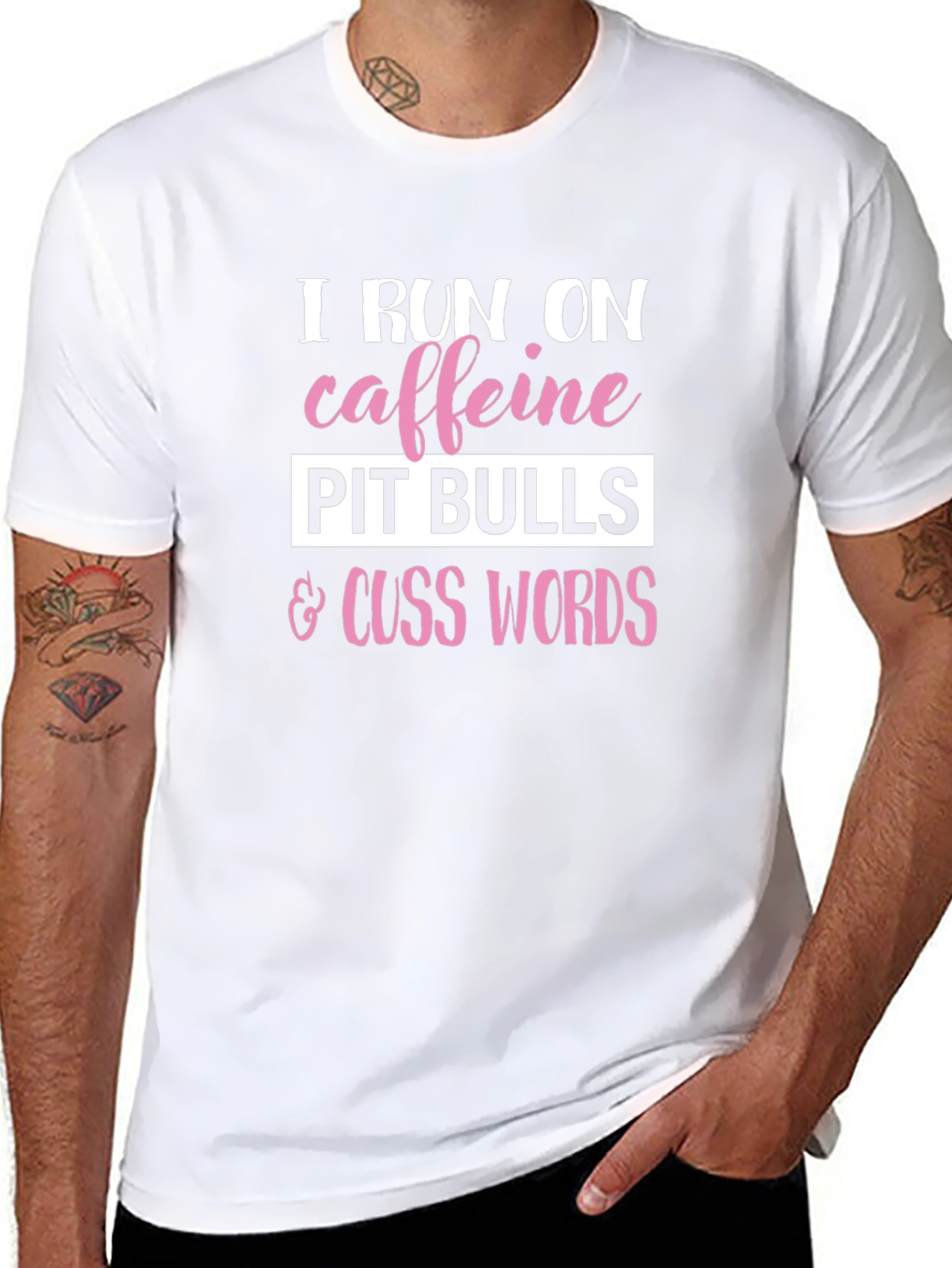 Caffeine Pitbulls Cuss Words Graphic Tee