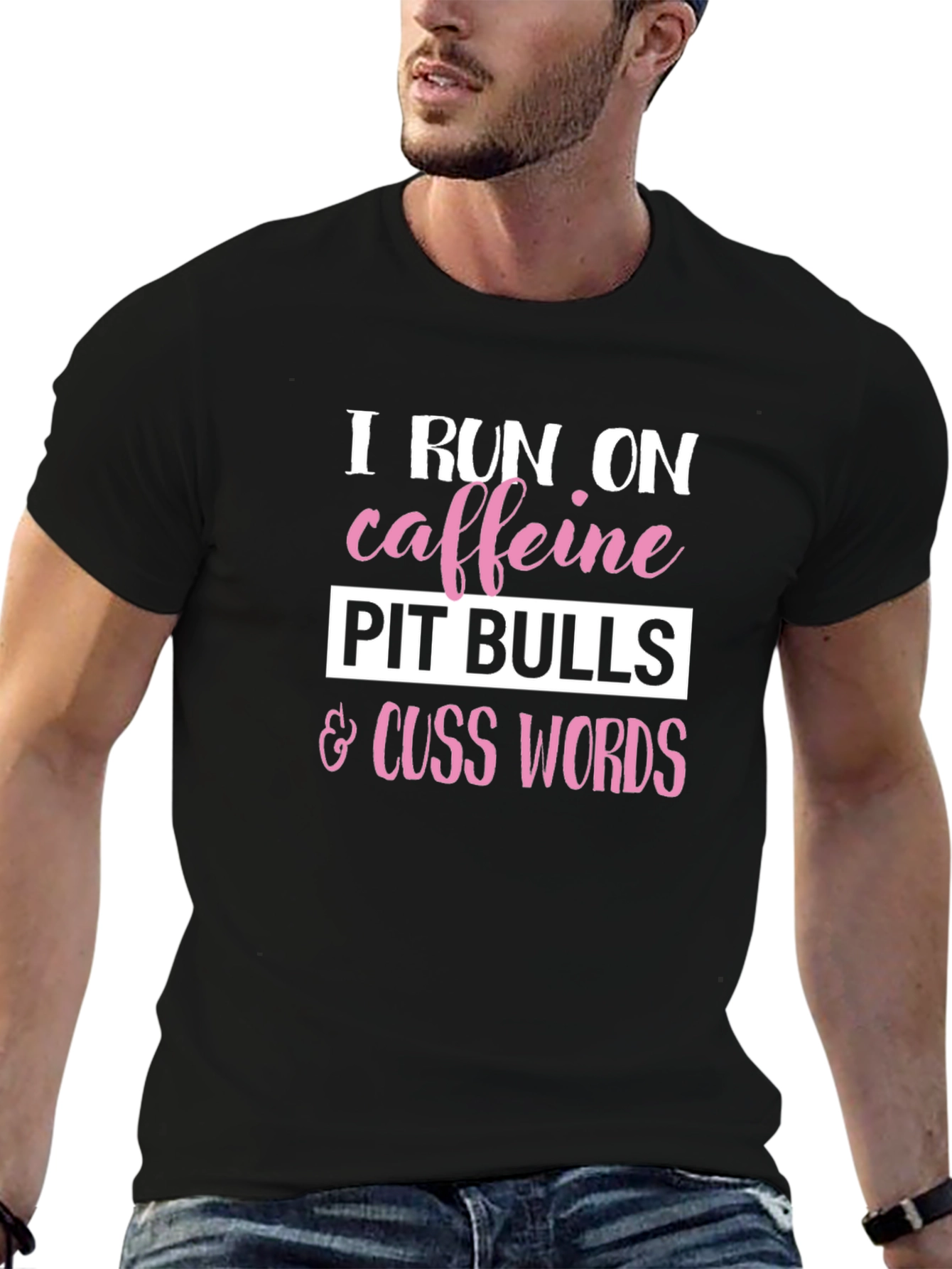 Caffeine Pitbulls Cuss Words Graphic Tee