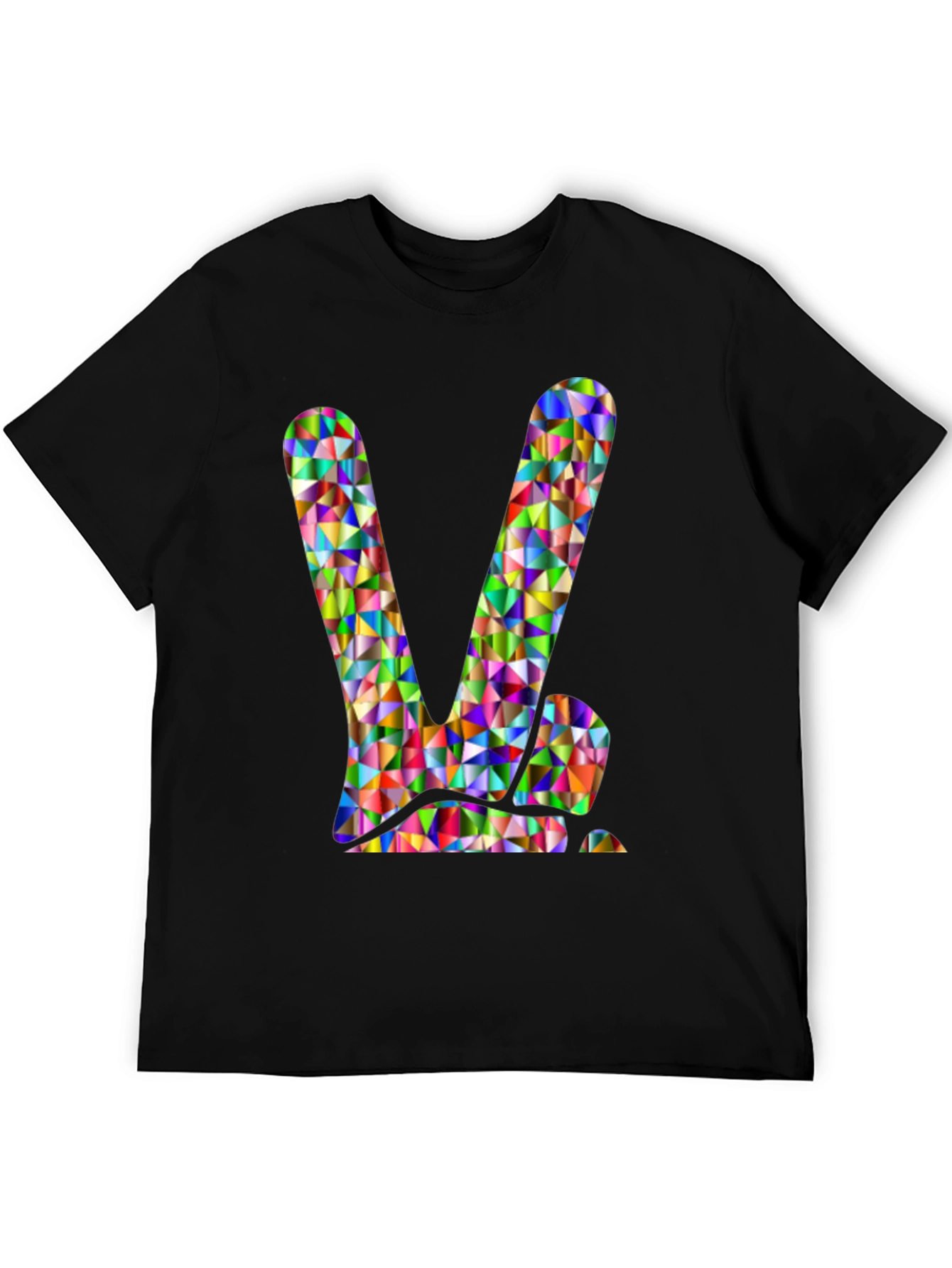 Geometric Peace Sign Black T-Shirt