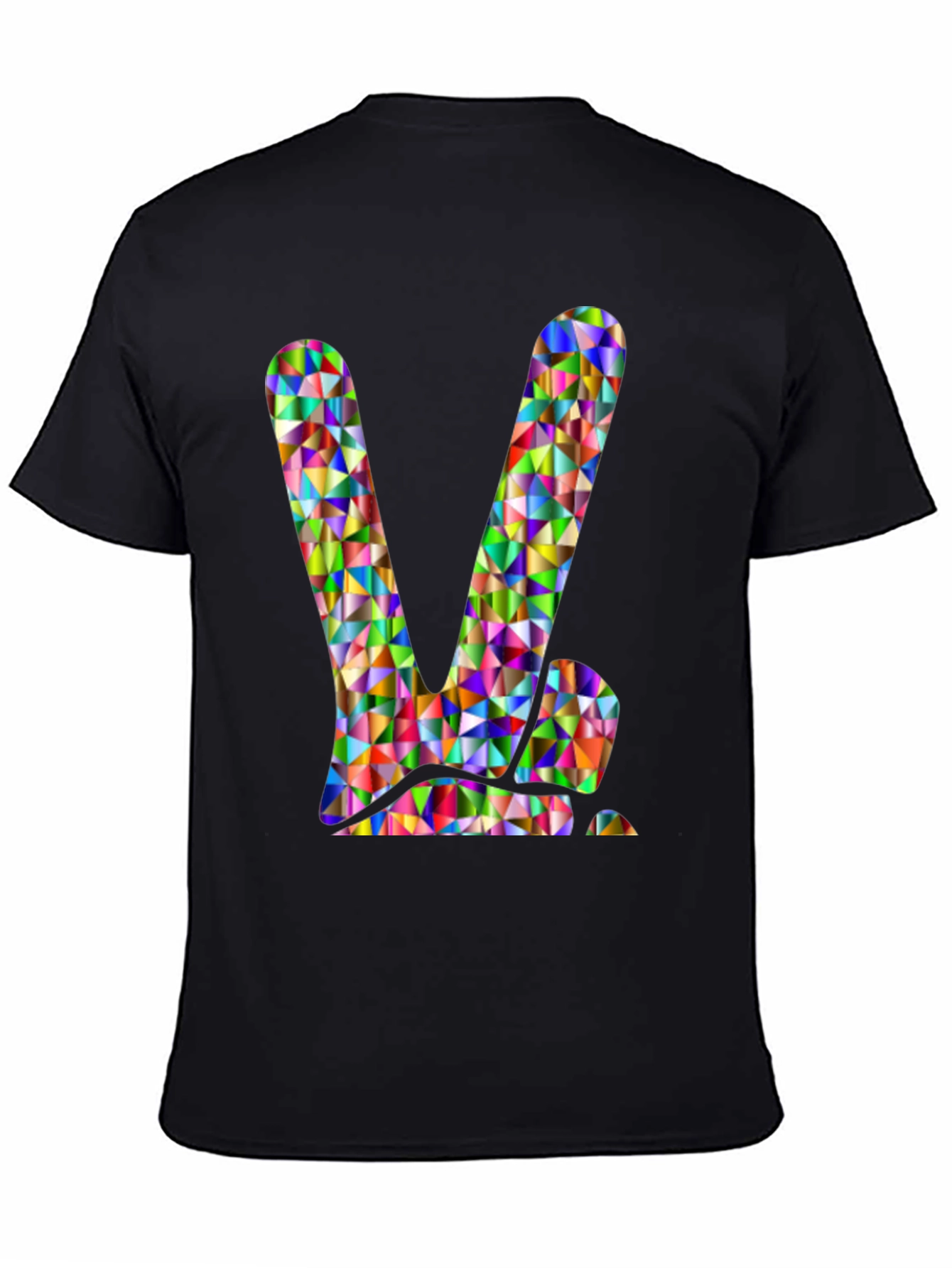 Geometric Peace Sign Black T-Shirt