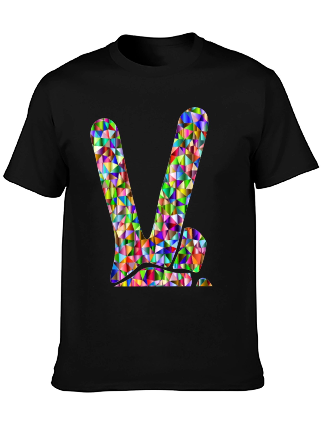 Geometric Peace Sign Black T-Shirt