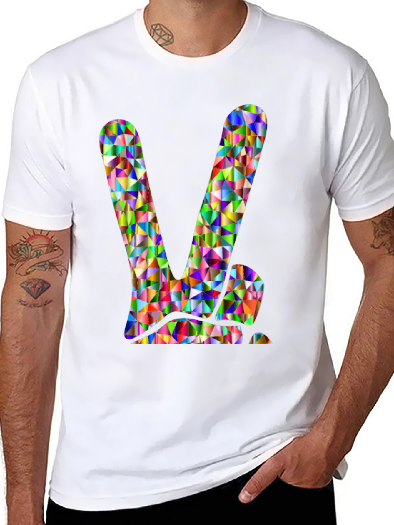 Geometric Peace Sign Black T-Shirt