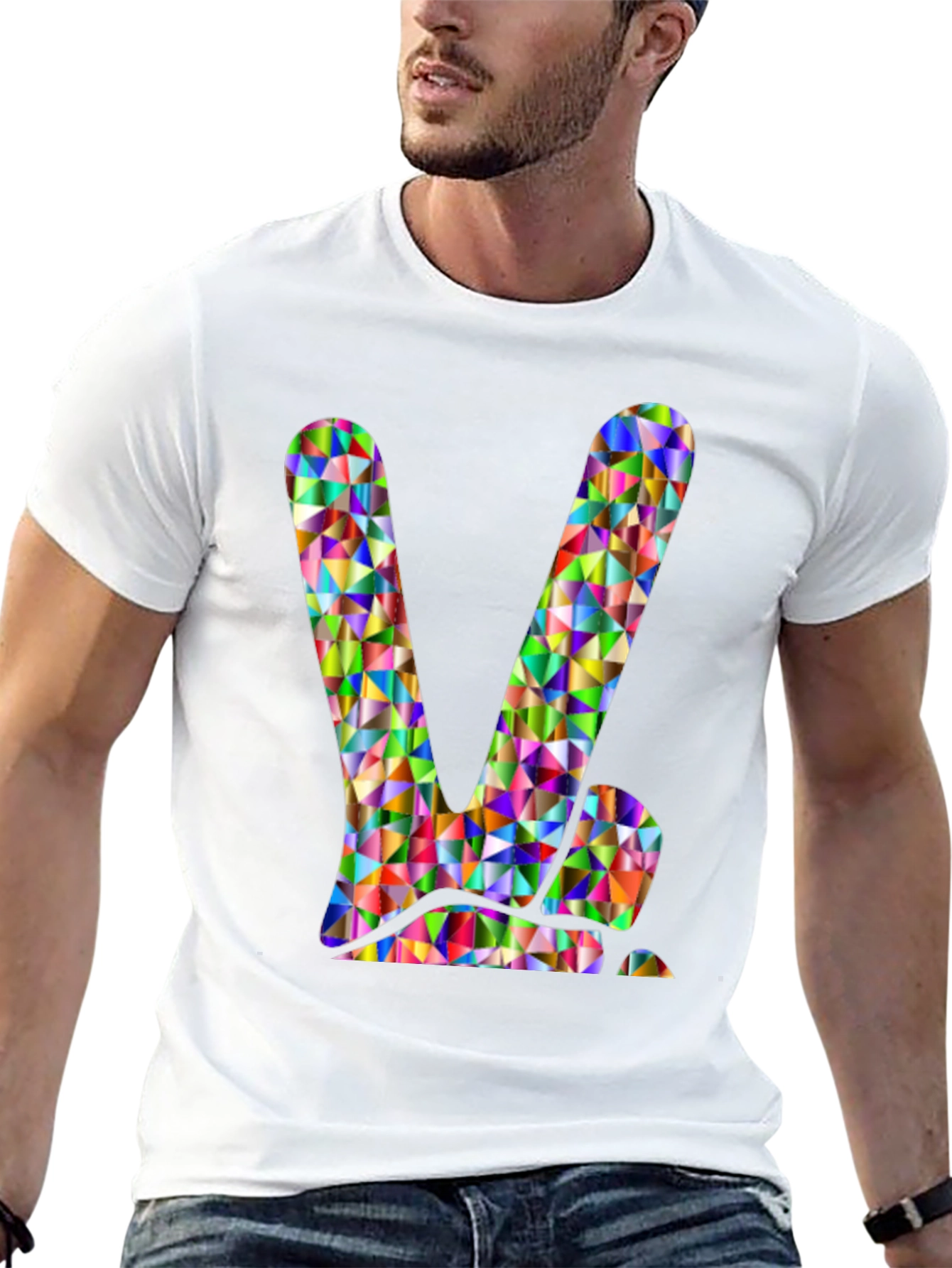 Geometric Peace Sign Black T-Shirt