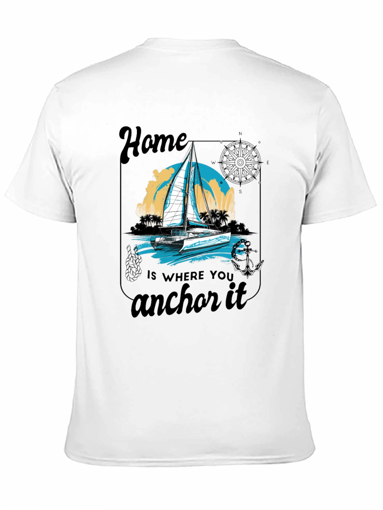 Nautical Home Anchor T-Shirt - Black