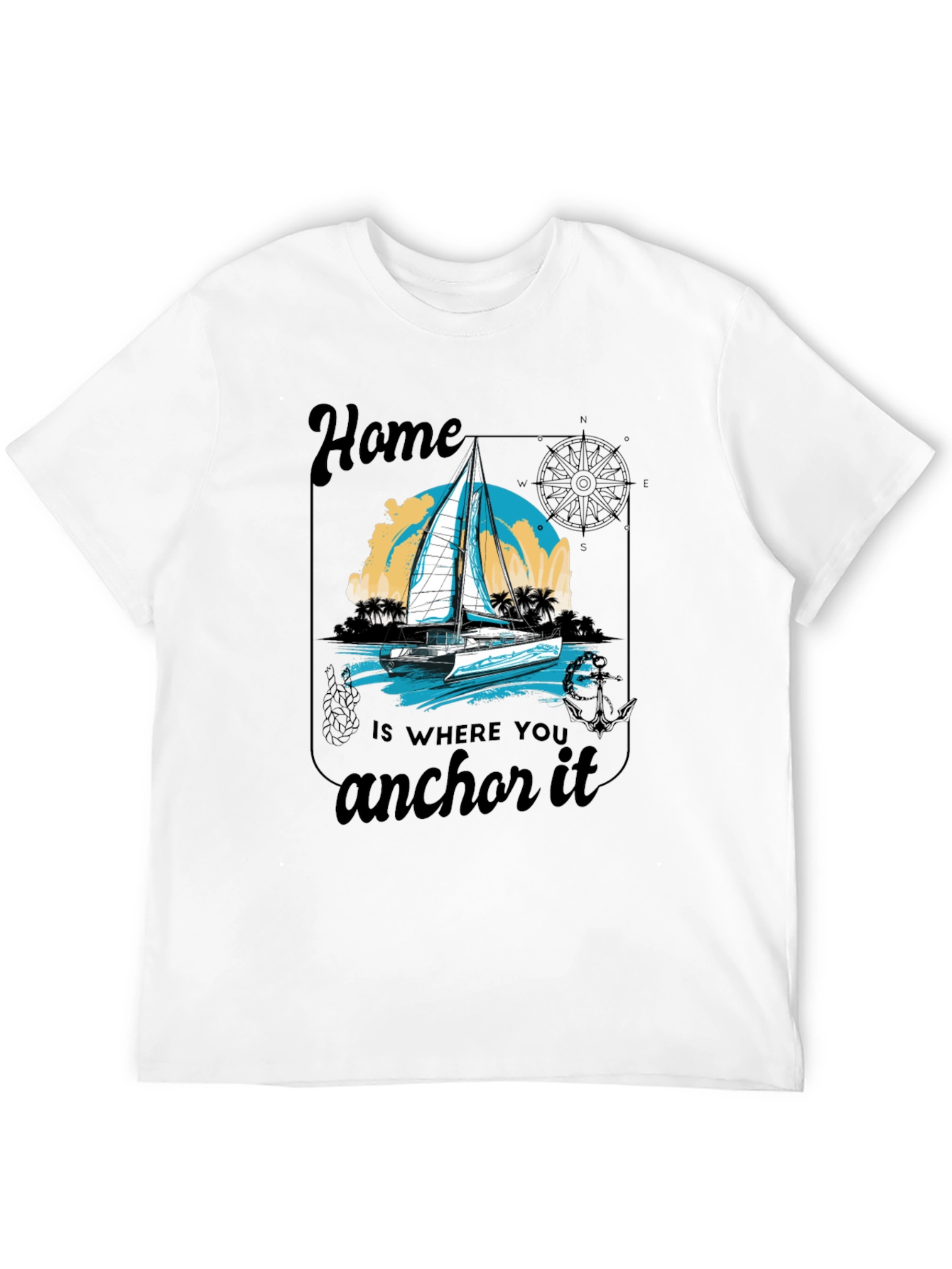 Nautical Home Anchor T-Shirt - Black