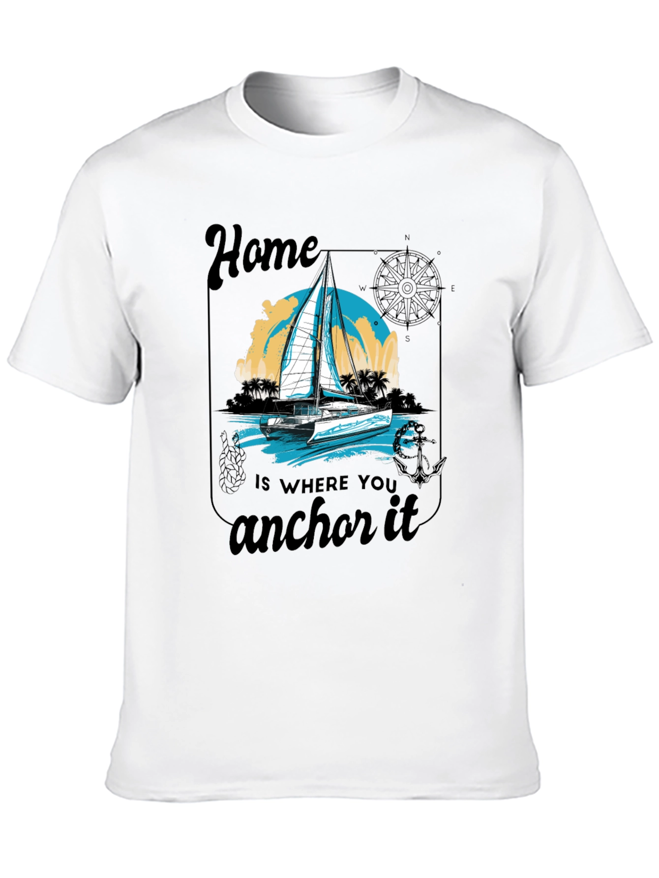 Nautical Home Anchor T-Shirt - Black