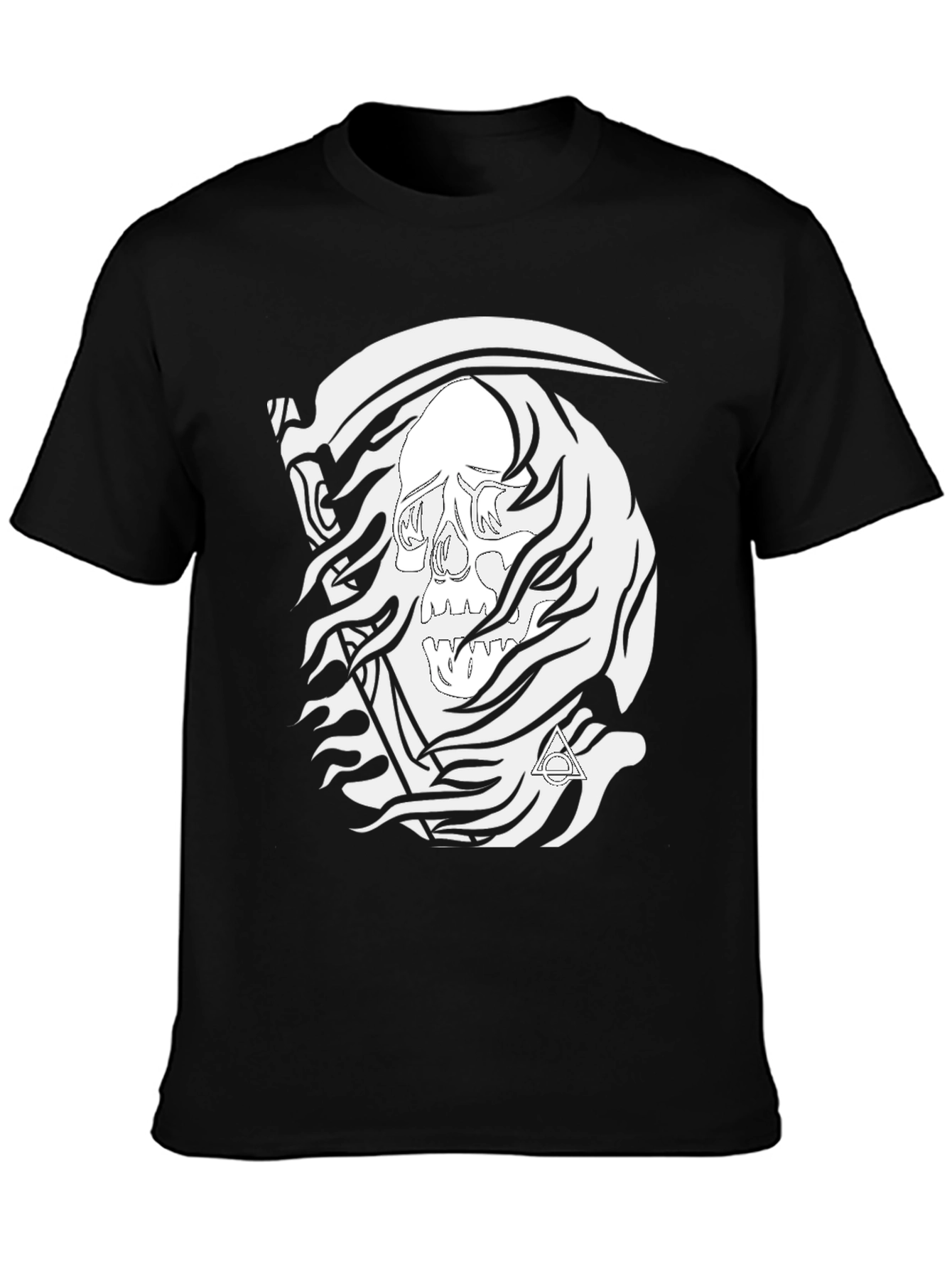 Grim Reaper Skull Graphic Tee - Black