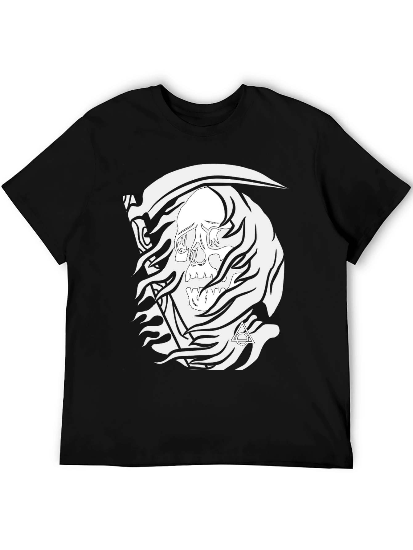 Grim Reaper Skull Graphic Tee - Black