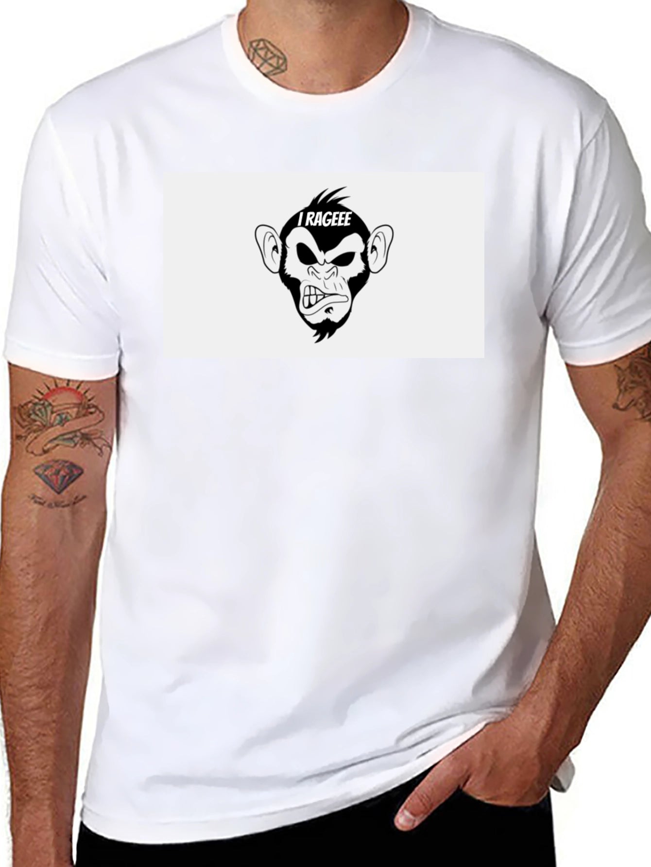 I Rageee Monkey Graphic Black T-Shirt