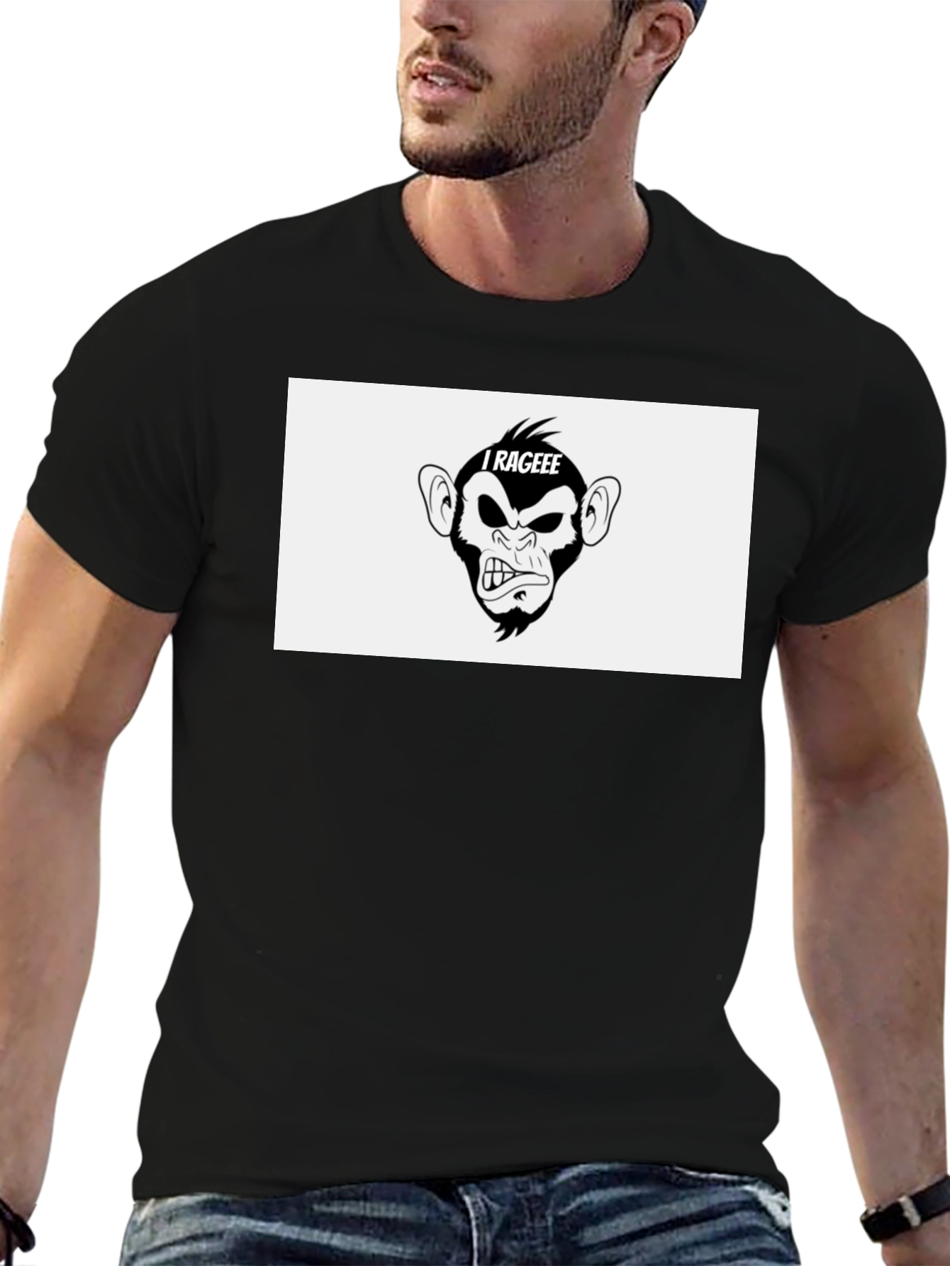 I Rageee Monkey Graphic Black T-Shirt