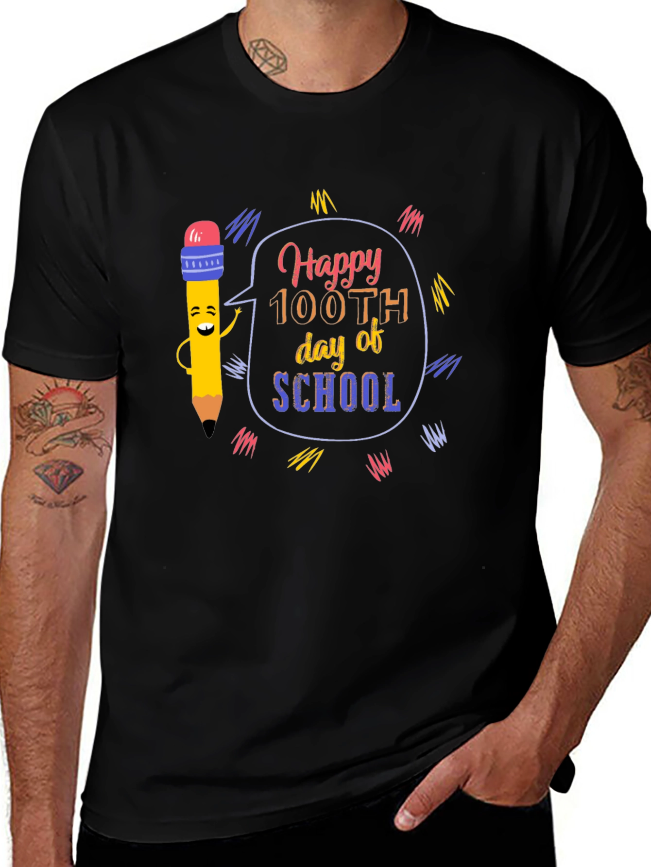 Happy 100th Day of School Black T-Shirt