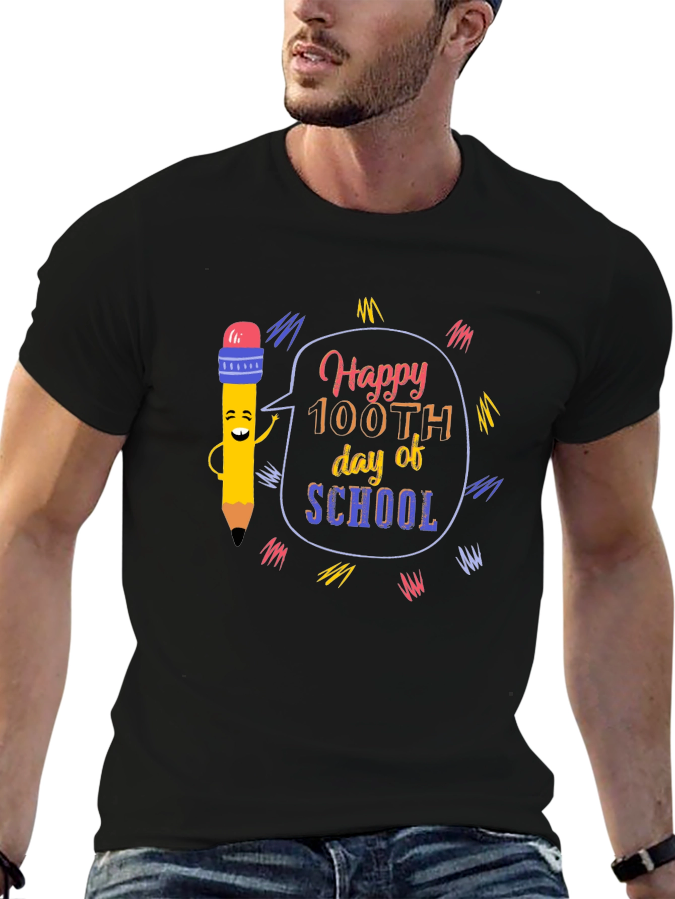 Happy 100th Day of School Black T-Shirt