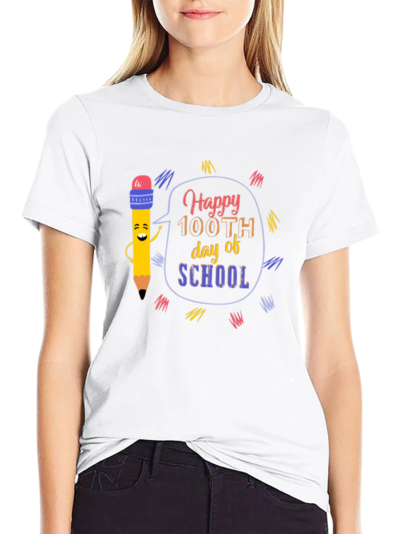 Happy 100th Day of School Black T-Shirt