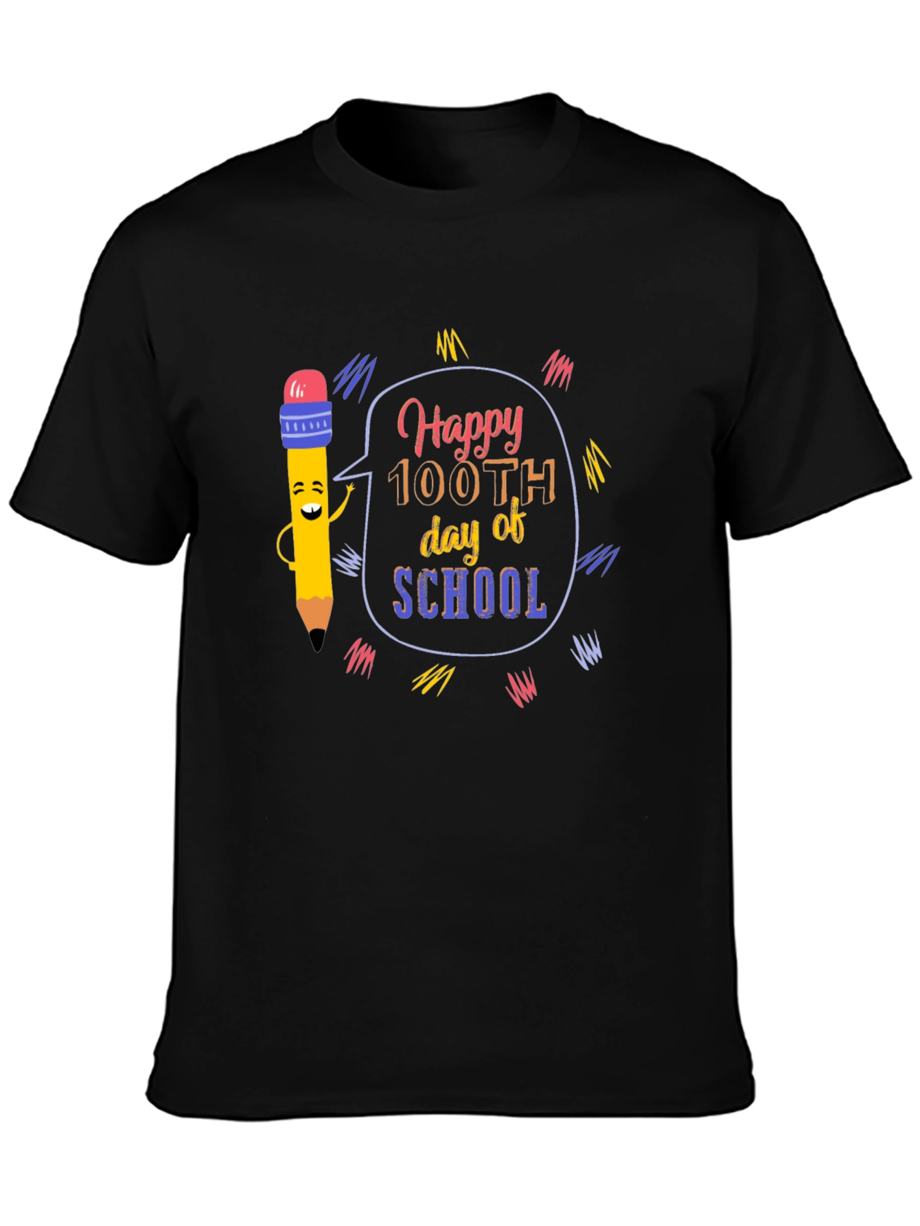 Happy 100th Day of School Black T-Shirt