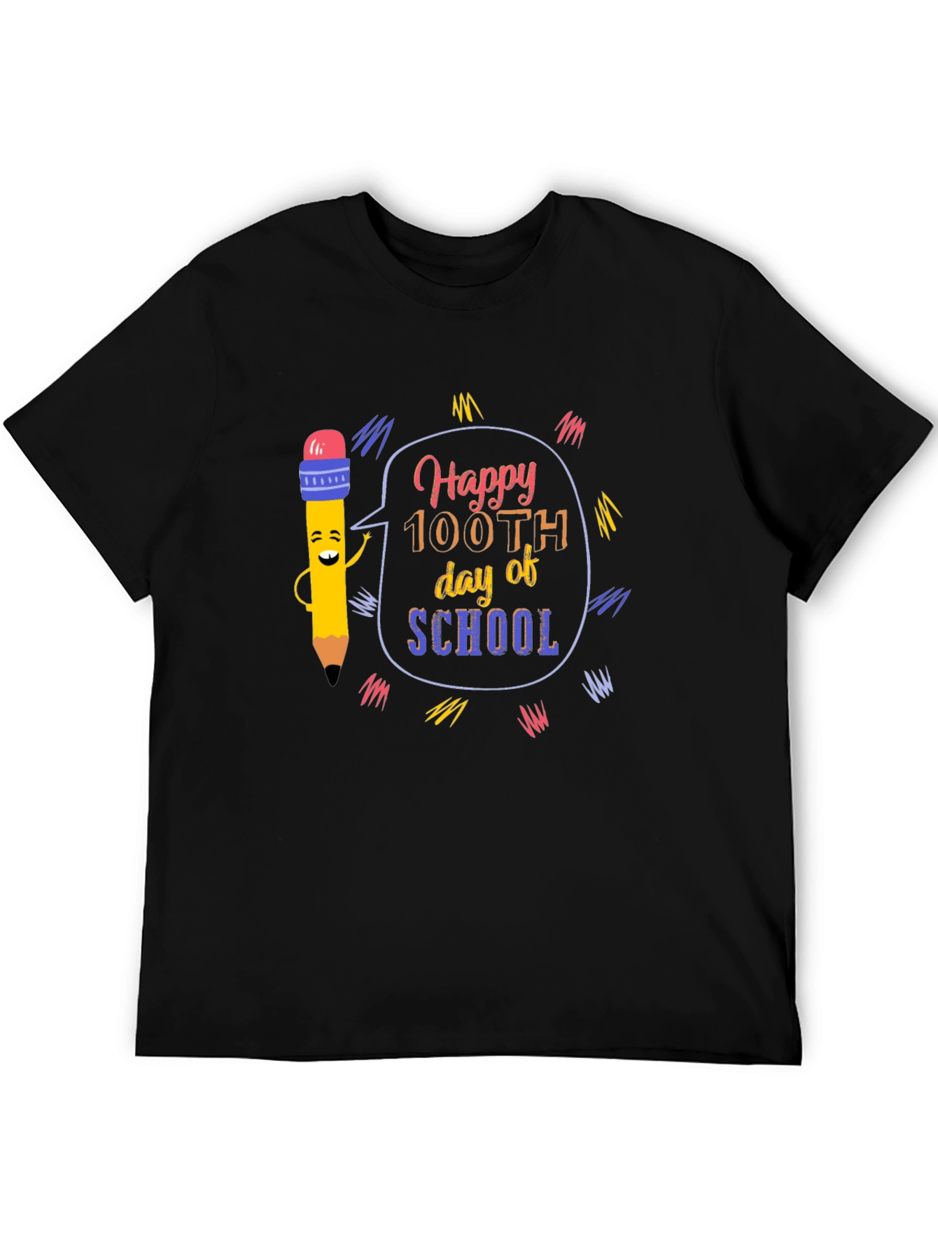 Happy 100th Day of School Black T-Shirt