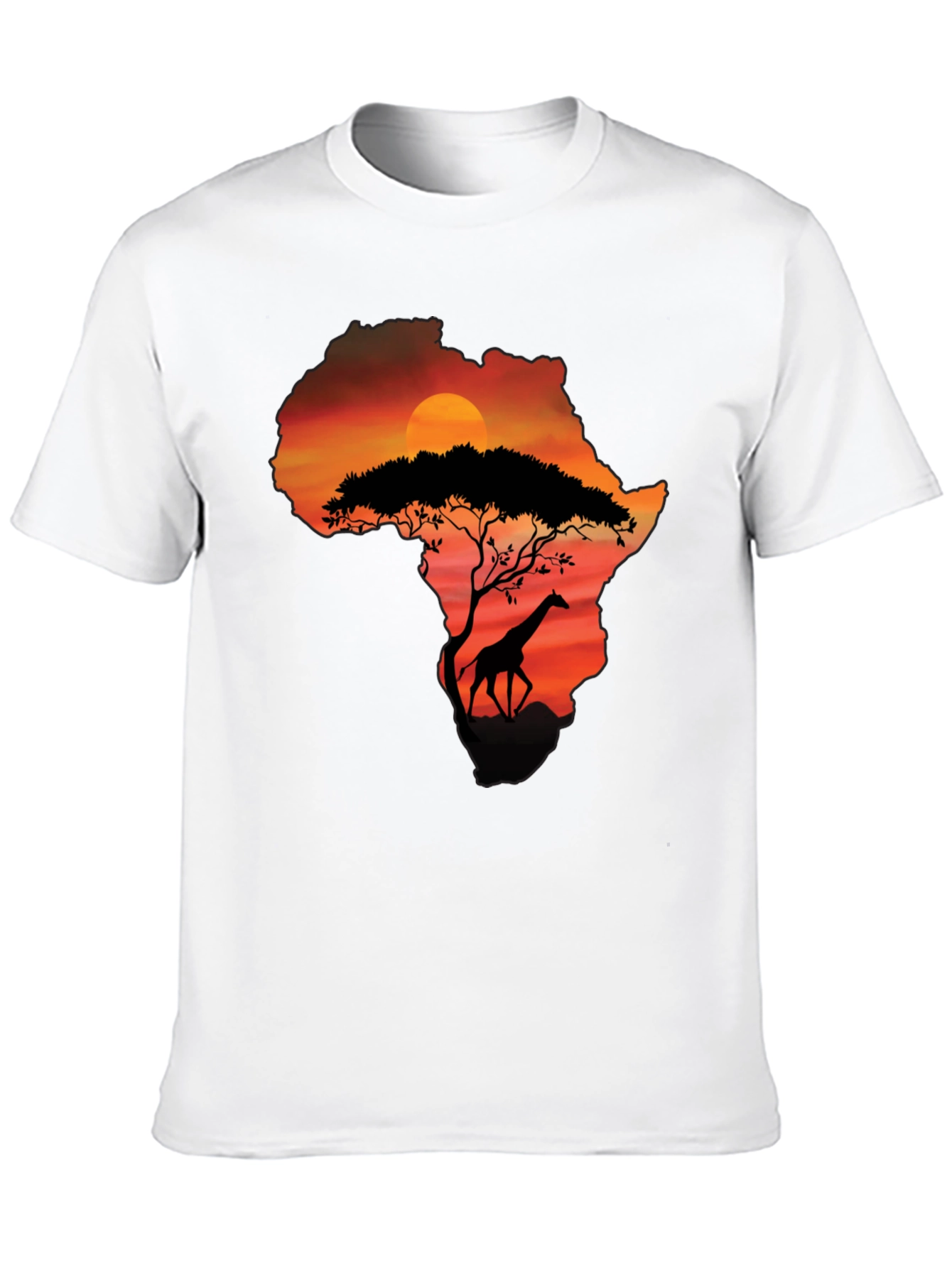African Sunset Giraffe Graphic Tee - Black