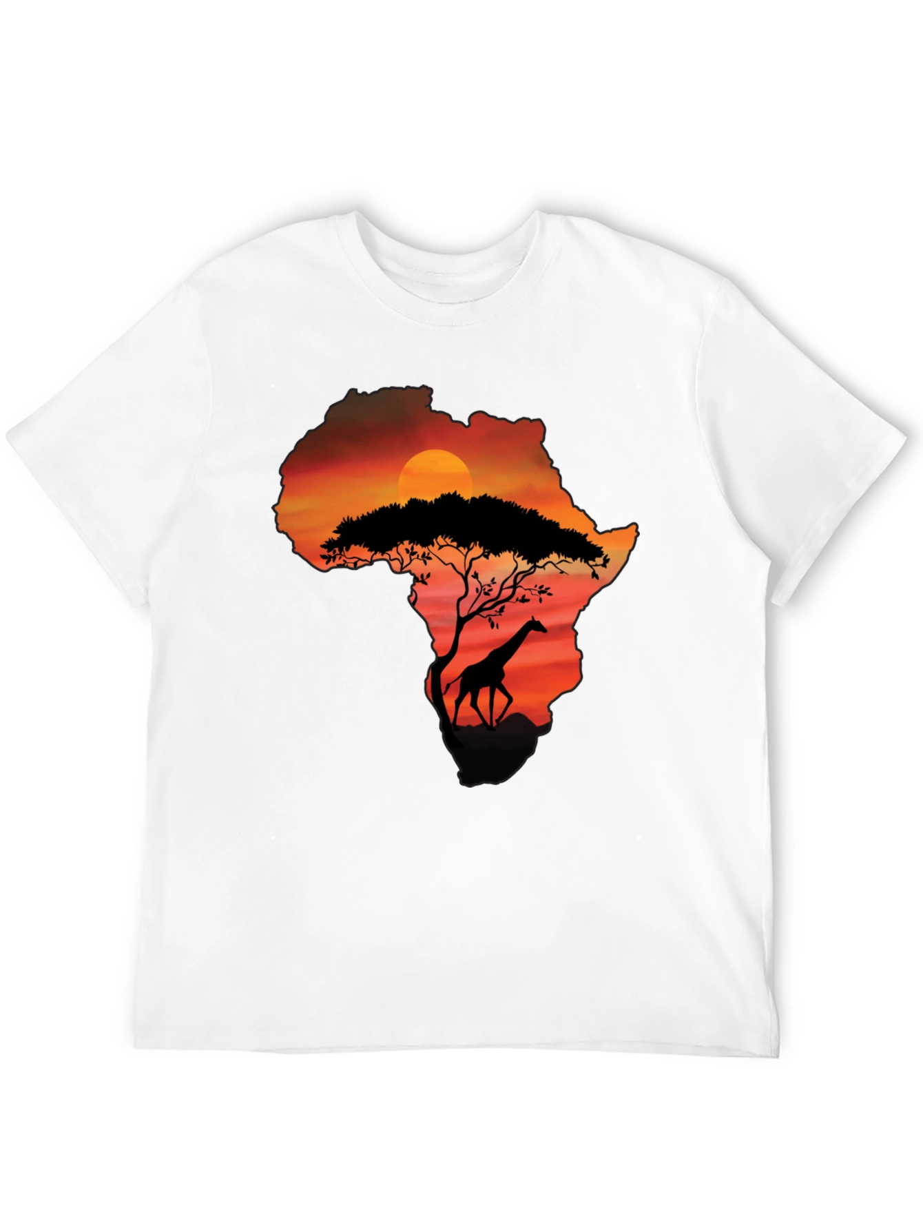African Sunset Giraffe Graphic Tee - Black