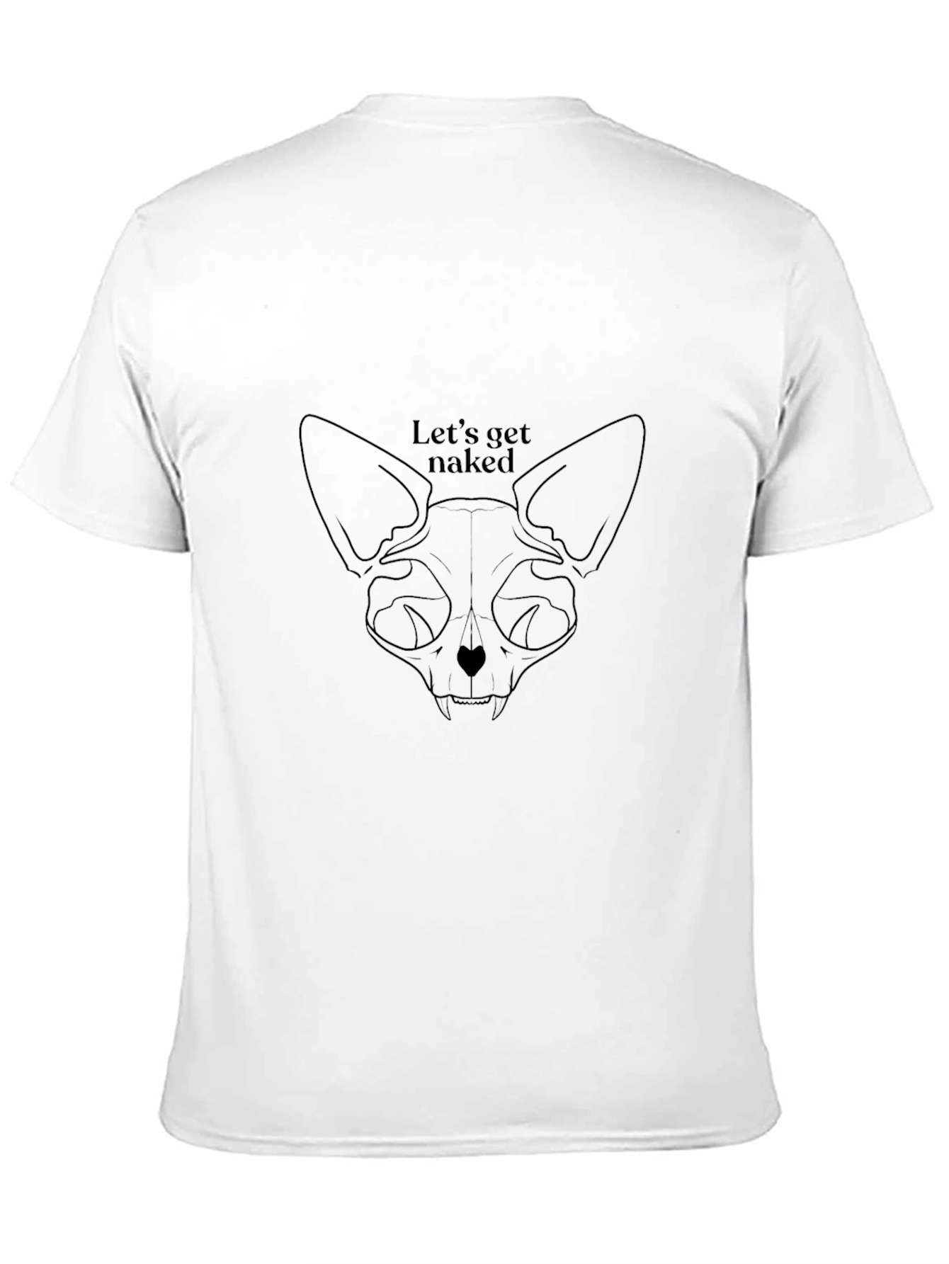Cat Skull Lets Get Naked Black T-Shirt
