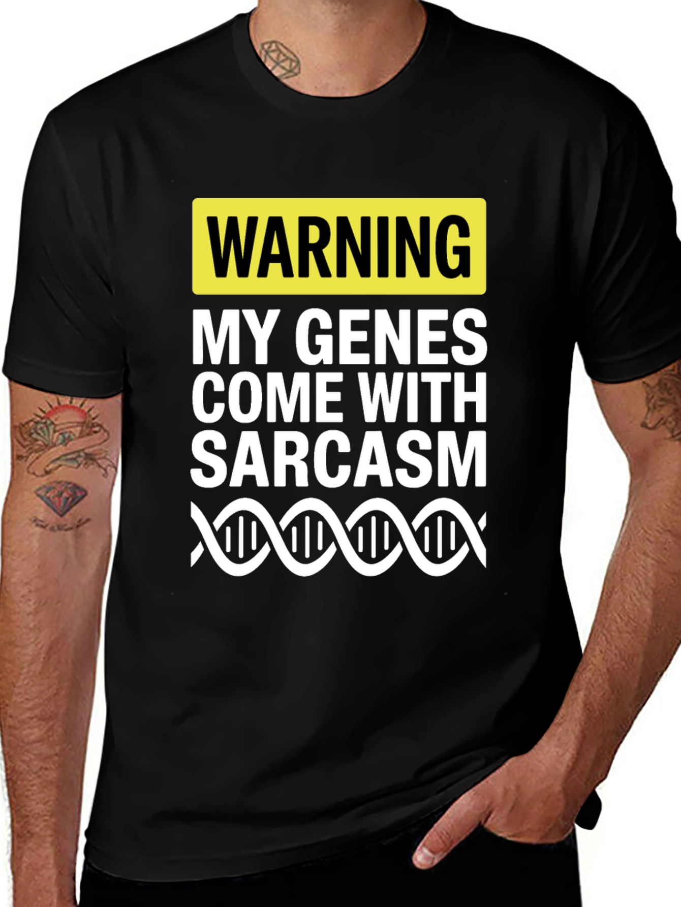 Warning Sarcasm Genes T-Shirt - Humorous Novelty Tee