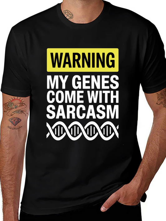 Warning Sarcasm Genes T-Shirt - Humorous Novelty Tee