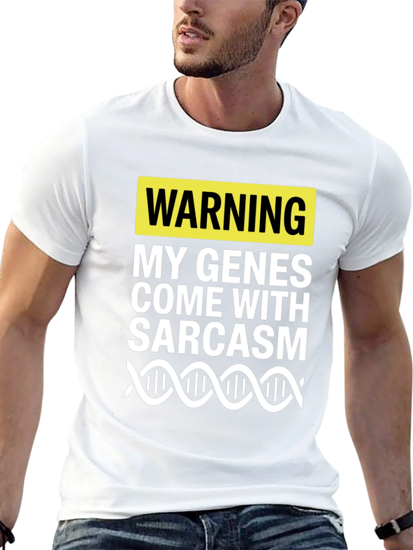 Warning Sarcasm Genes T-Shirt - Humorous Novelty Tee