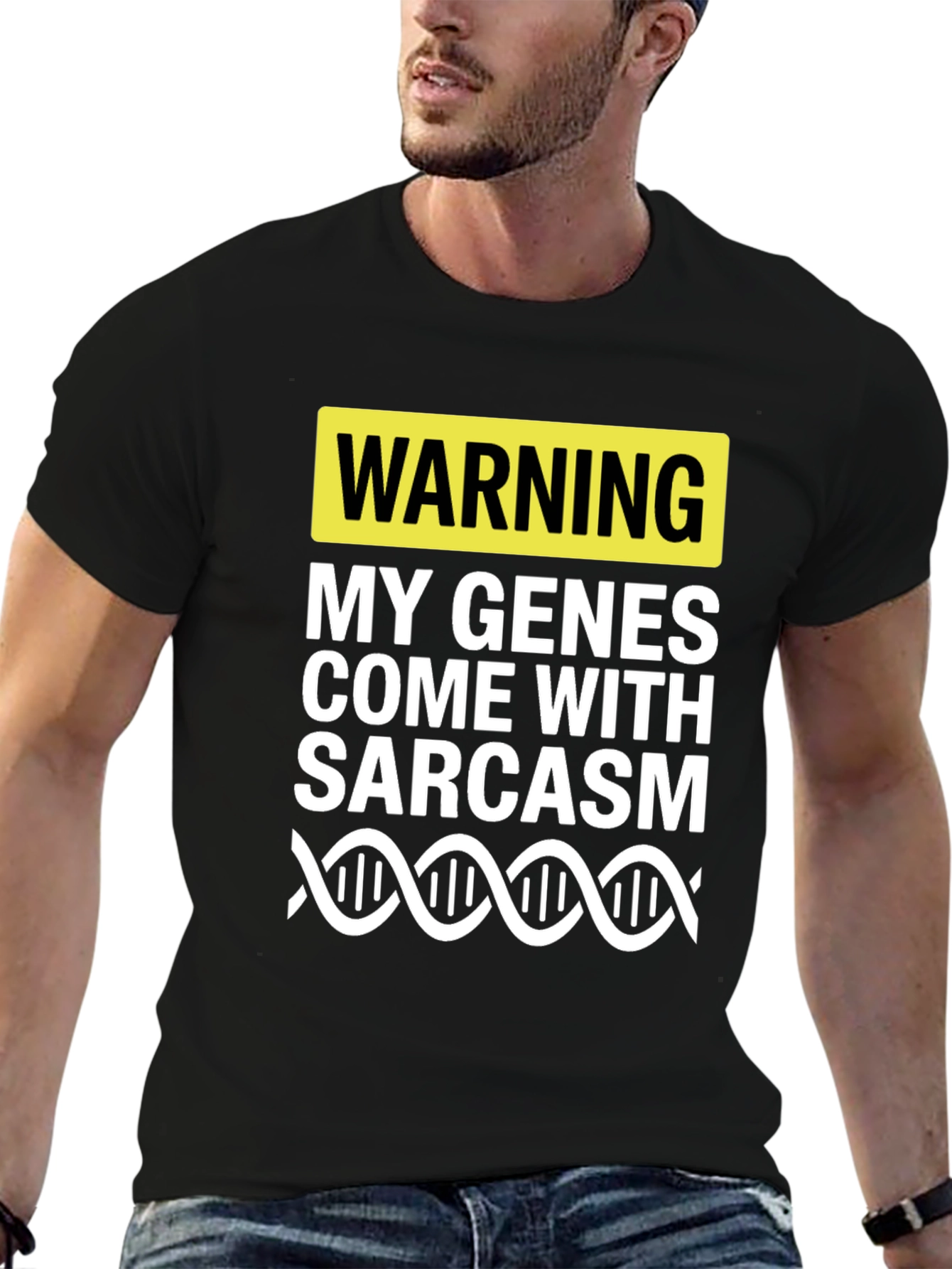 Warning Sarcasm Genes T-Shirt - Humorous Novelty Tee