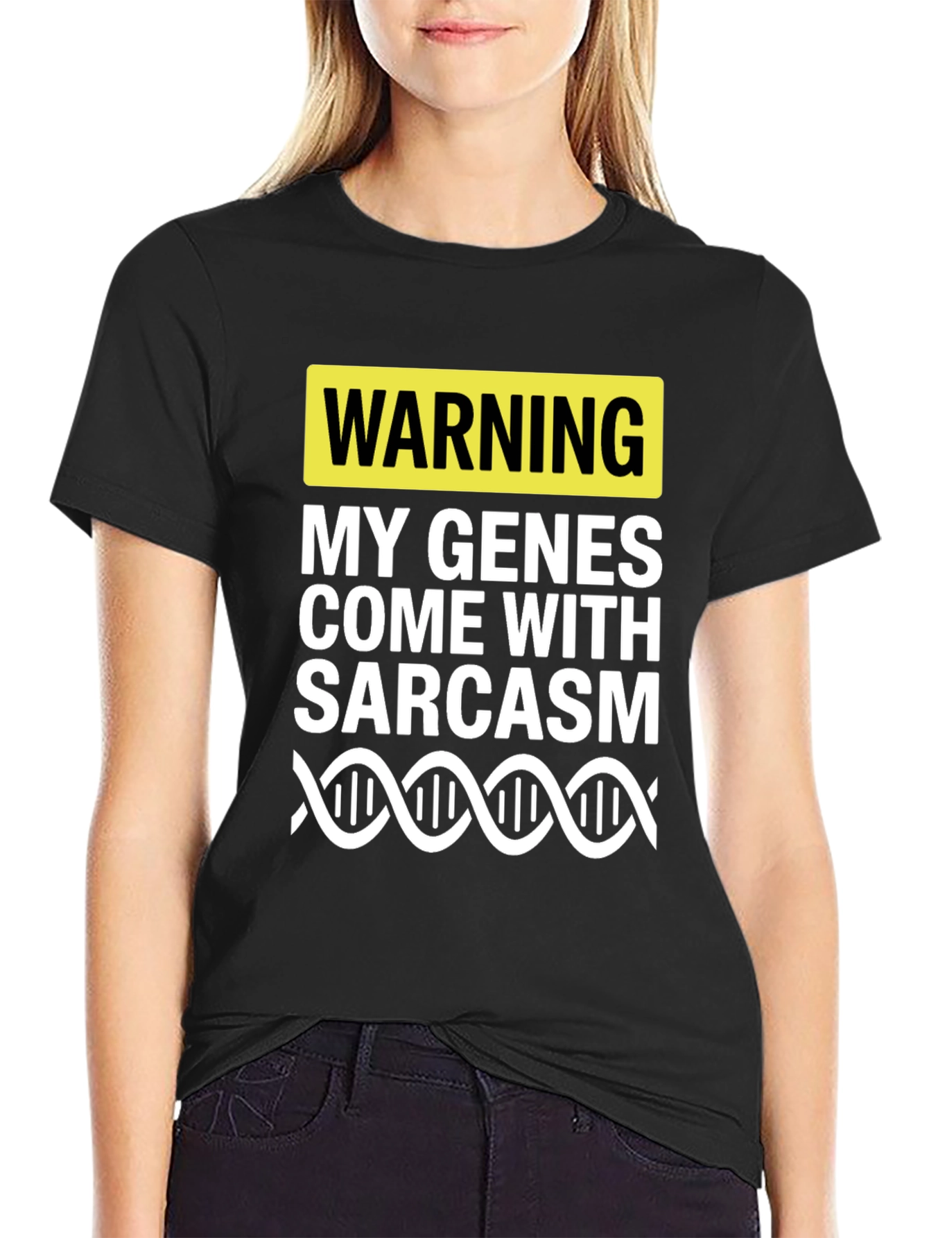 Warning Sarcasm Genes T-Shirt - Humorous Novelty Tee