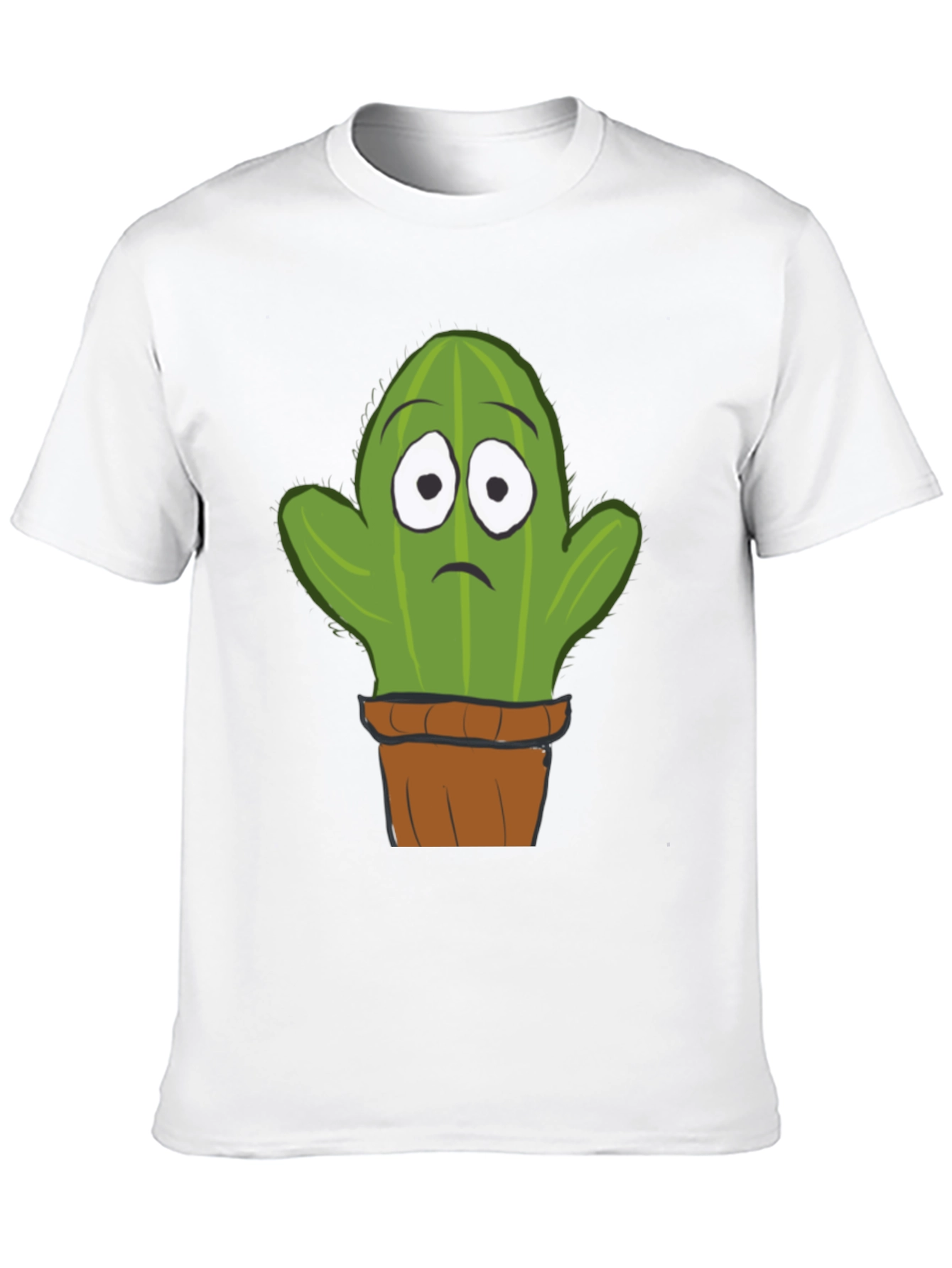 Sad Cactus Potted Plant Graphic T-Shirt - Black