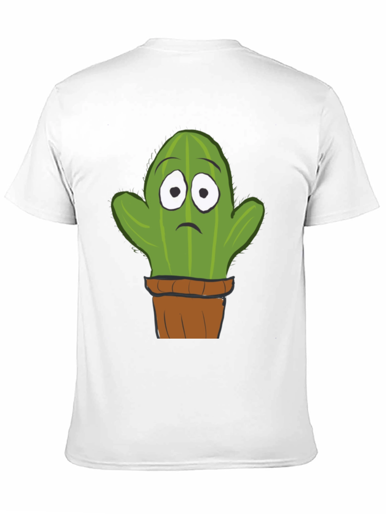 Sad Cactus Potted Plant Graphic T-Shirt - Black