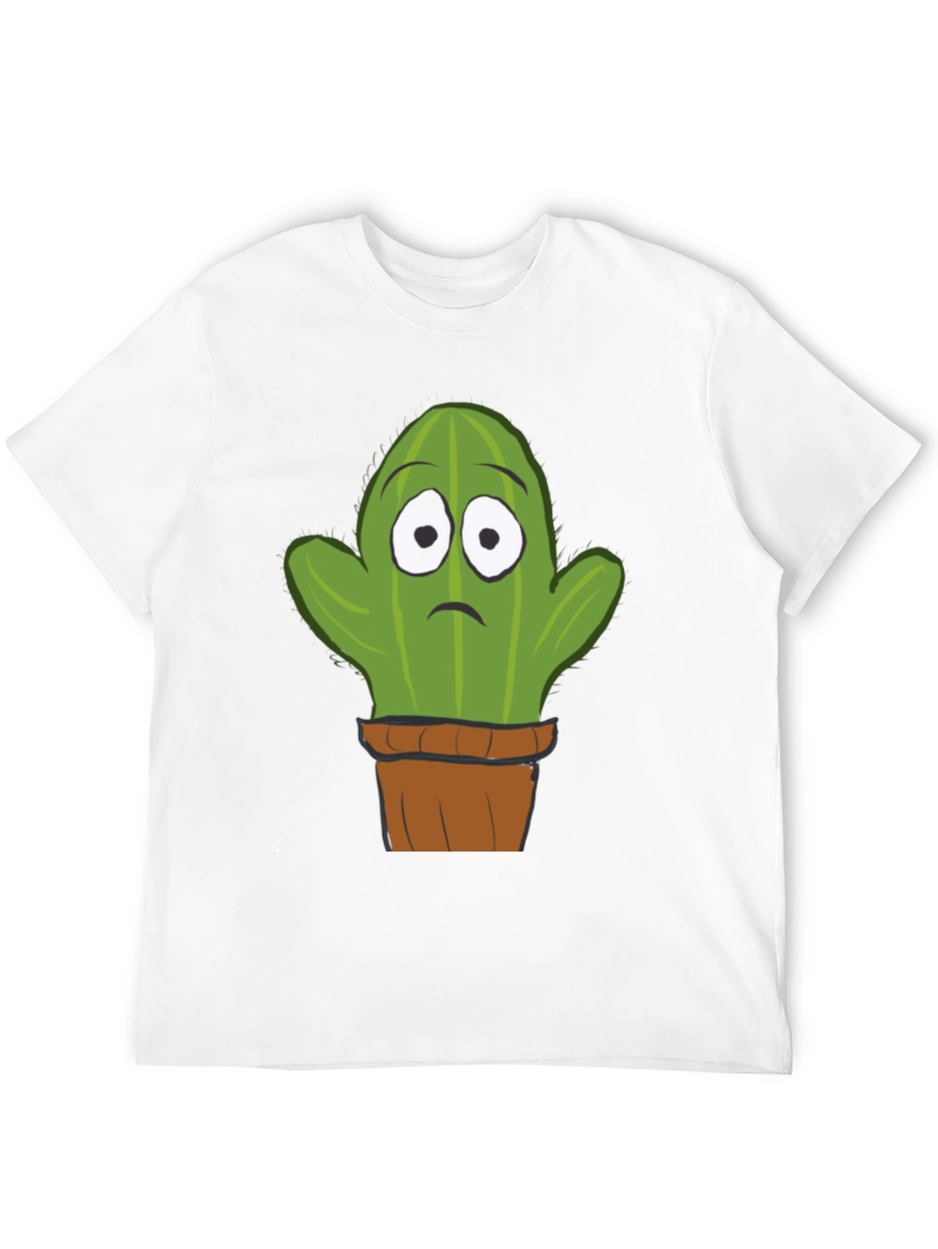 Sad Cactus Potted Plant Graphic T-Shirt - Black