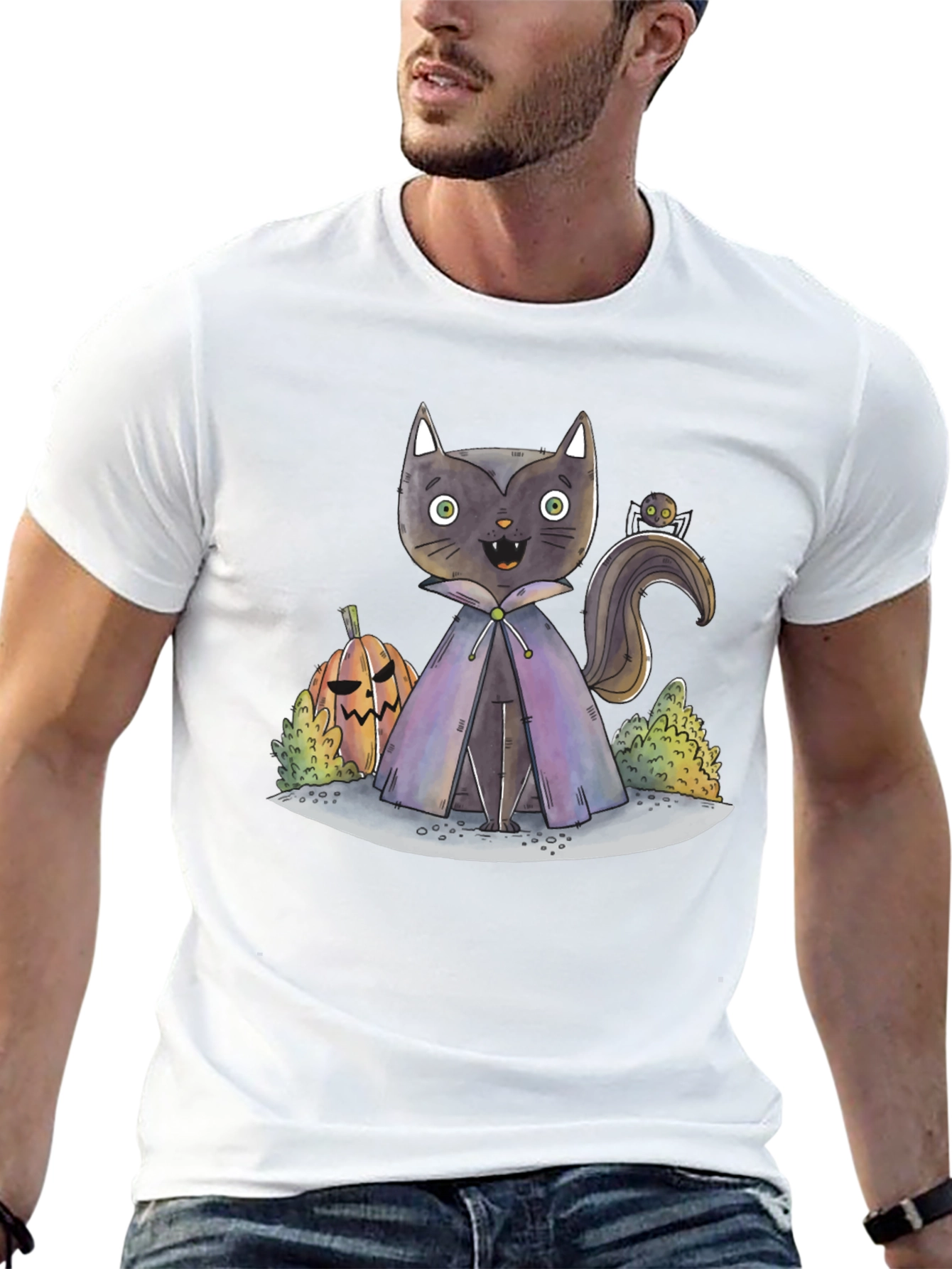 Halloween Cat Vampire T-Shirt - Spooky Season Apparel