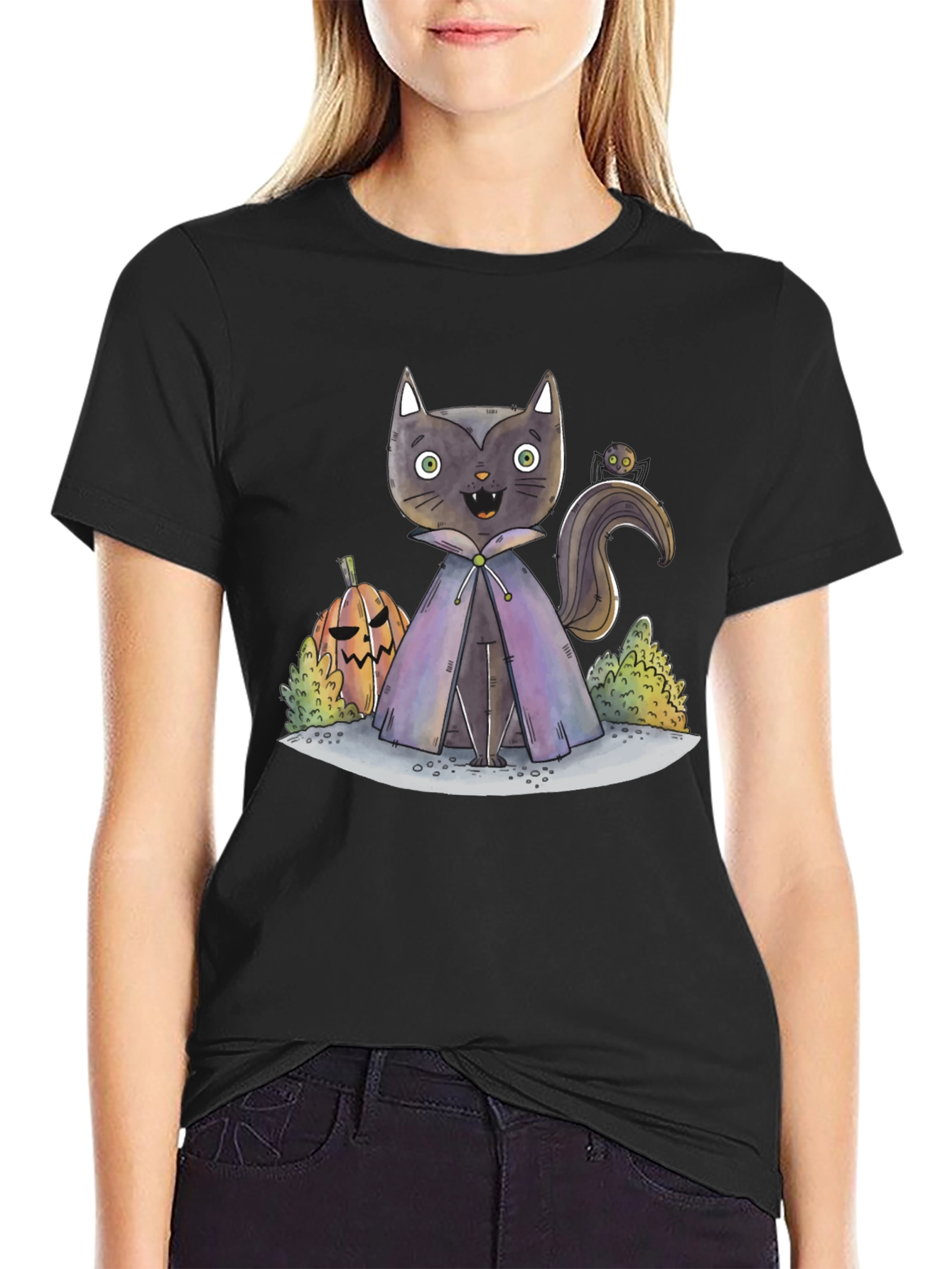 Halloween Cat Vampire T-Shirt - Spooky Season Apparel