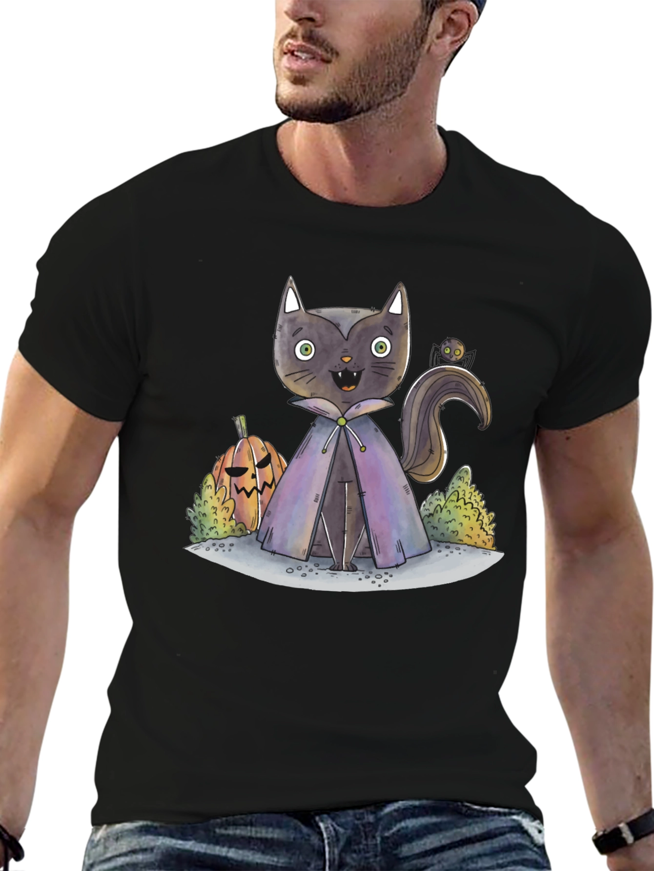 Halloween Cat Vampire T-Shirt - Spooky Season Apparel