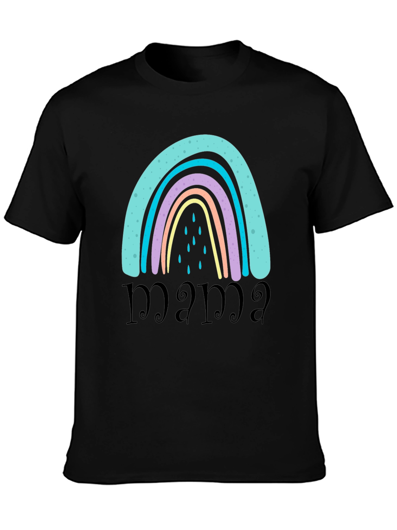 Mama Rainbow Graphic T-Shirt - Black Casual Tee
