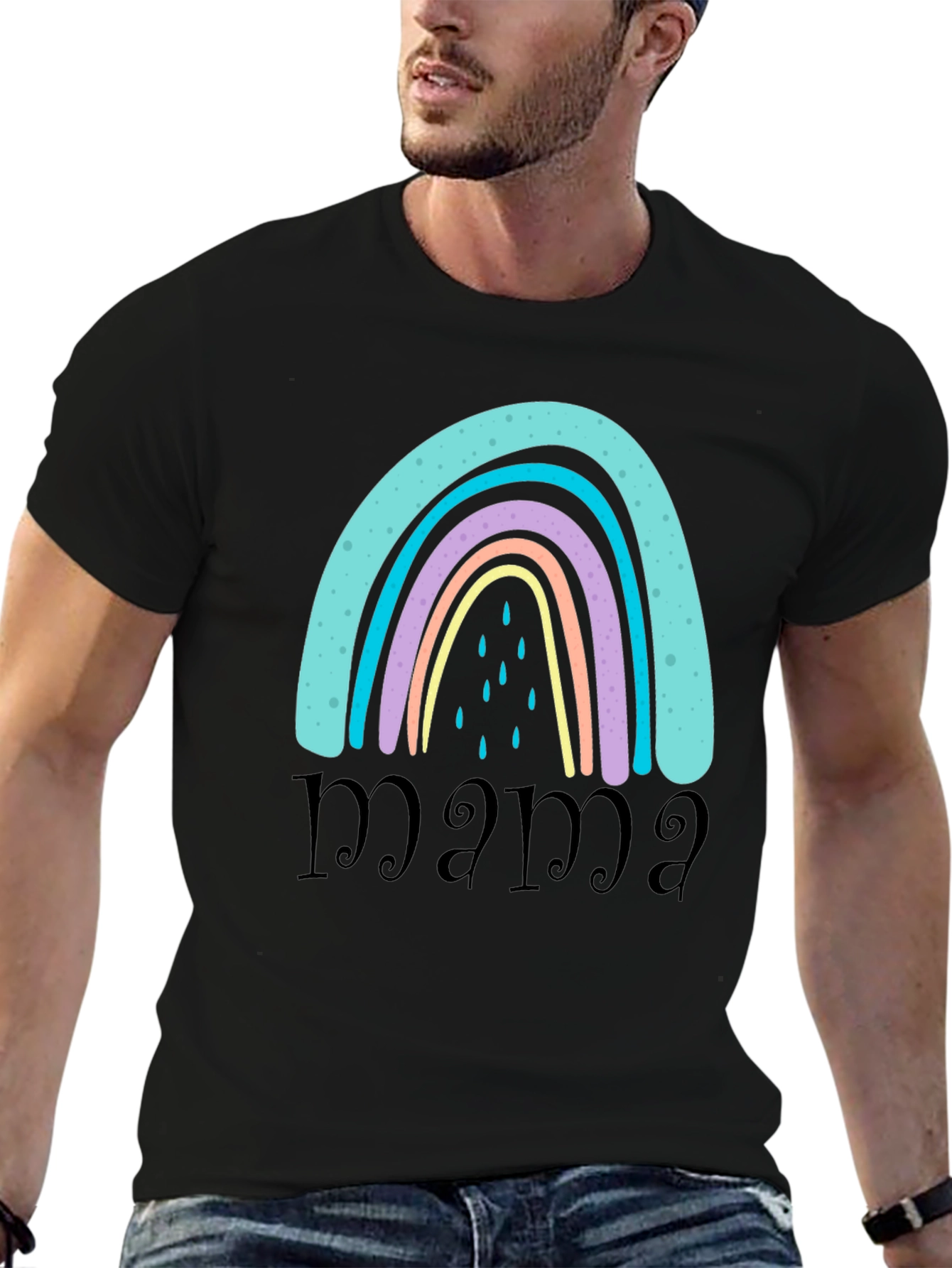 Mama Rainbow Graphic T-Shirt - Black Casual Tee