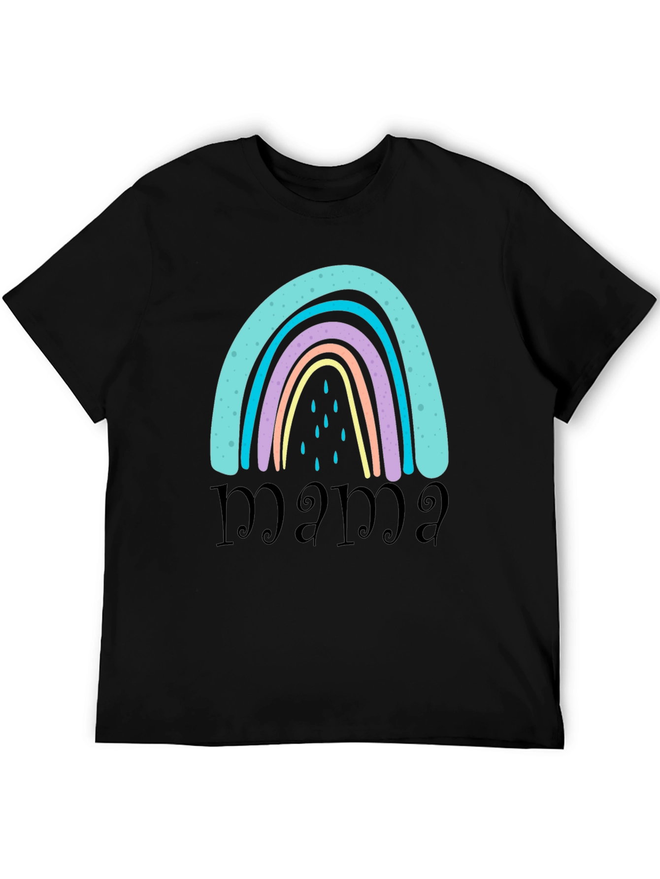 Mama Rainbow Graphic T-Shirt - Black Casual Tee