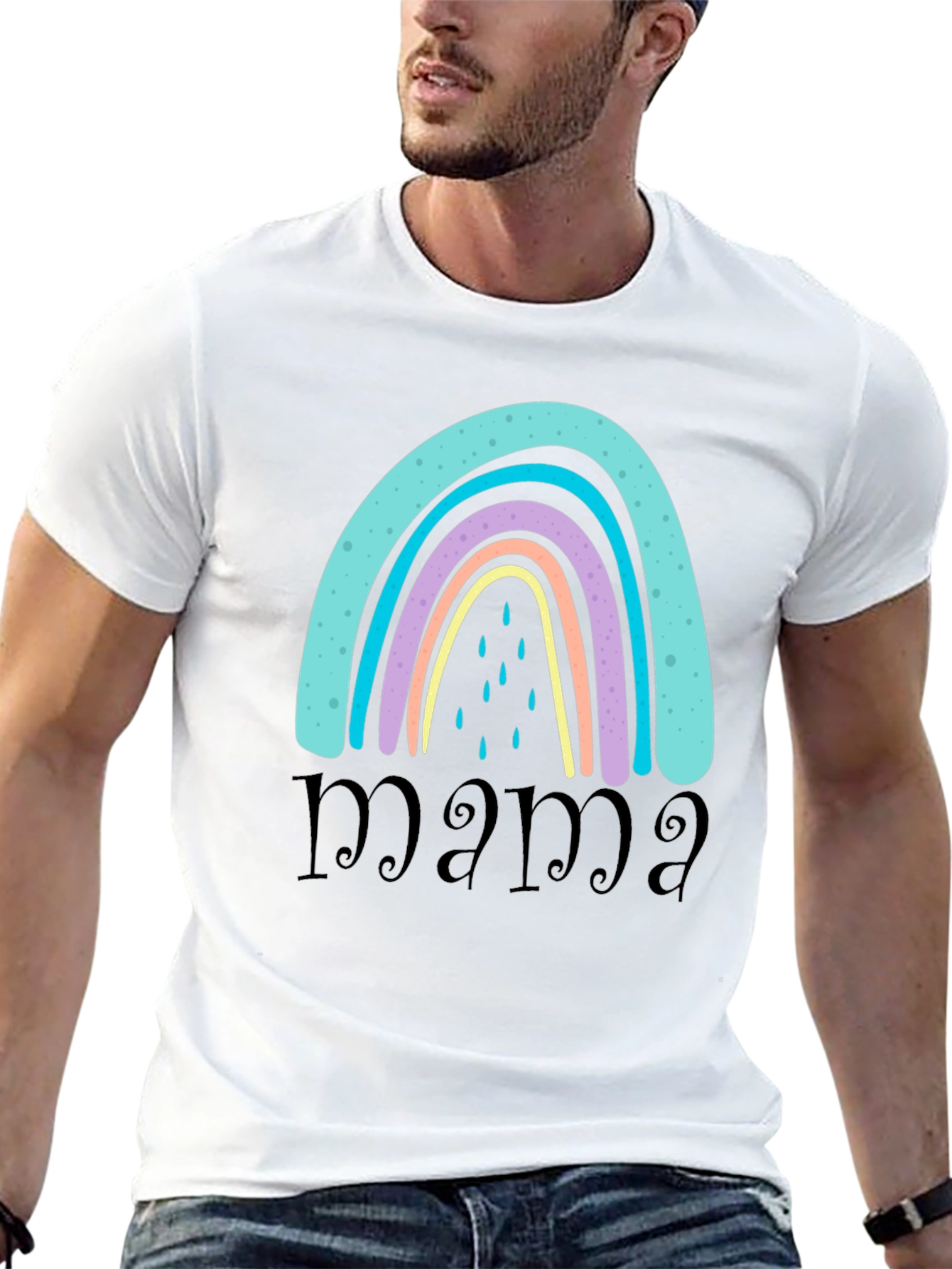 Mama Rainbow Graphic T-Shirt - Black Casual Tee