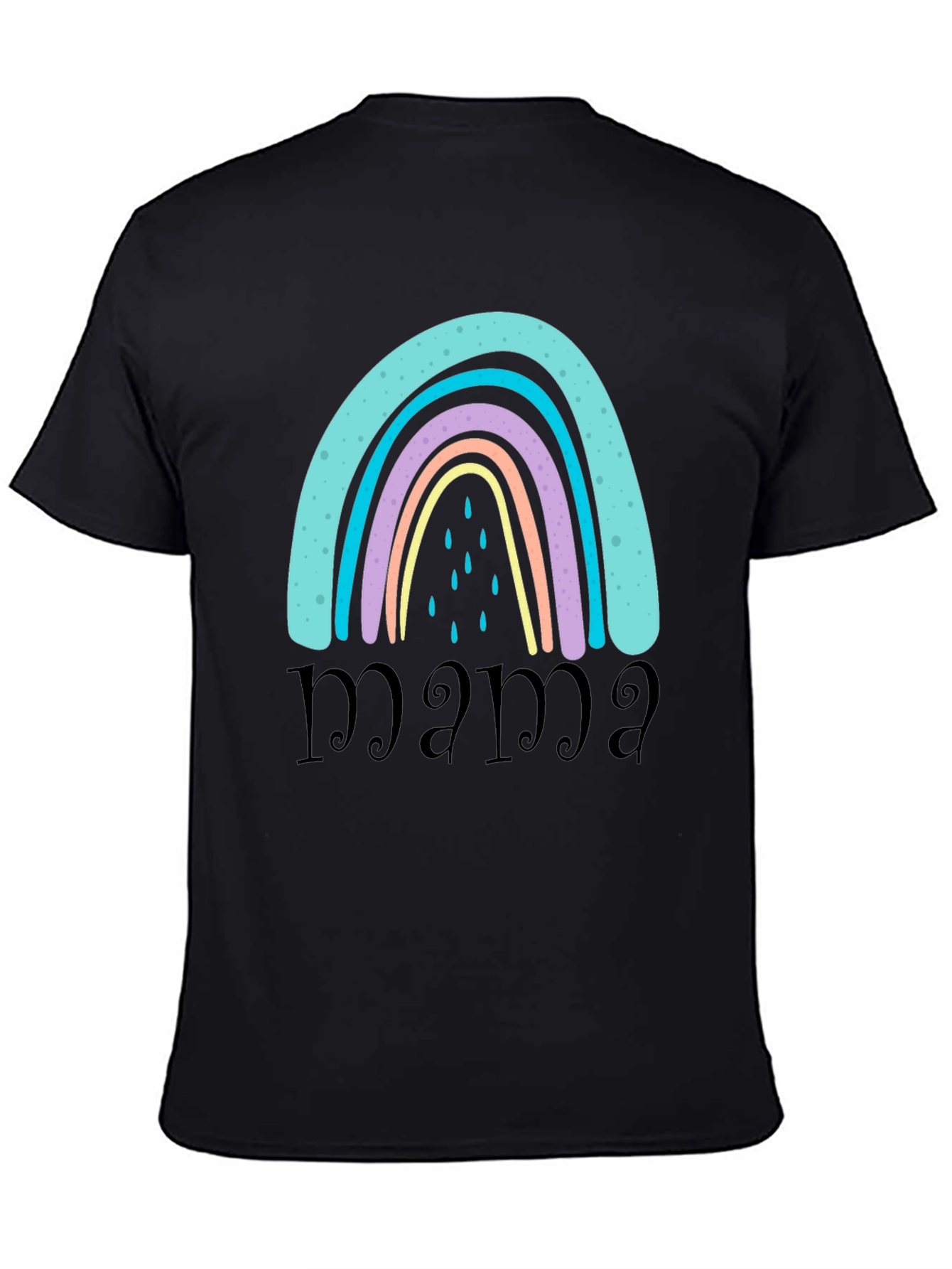 Mama Rainbow Graphic T-Shirt - Black Casual Tee