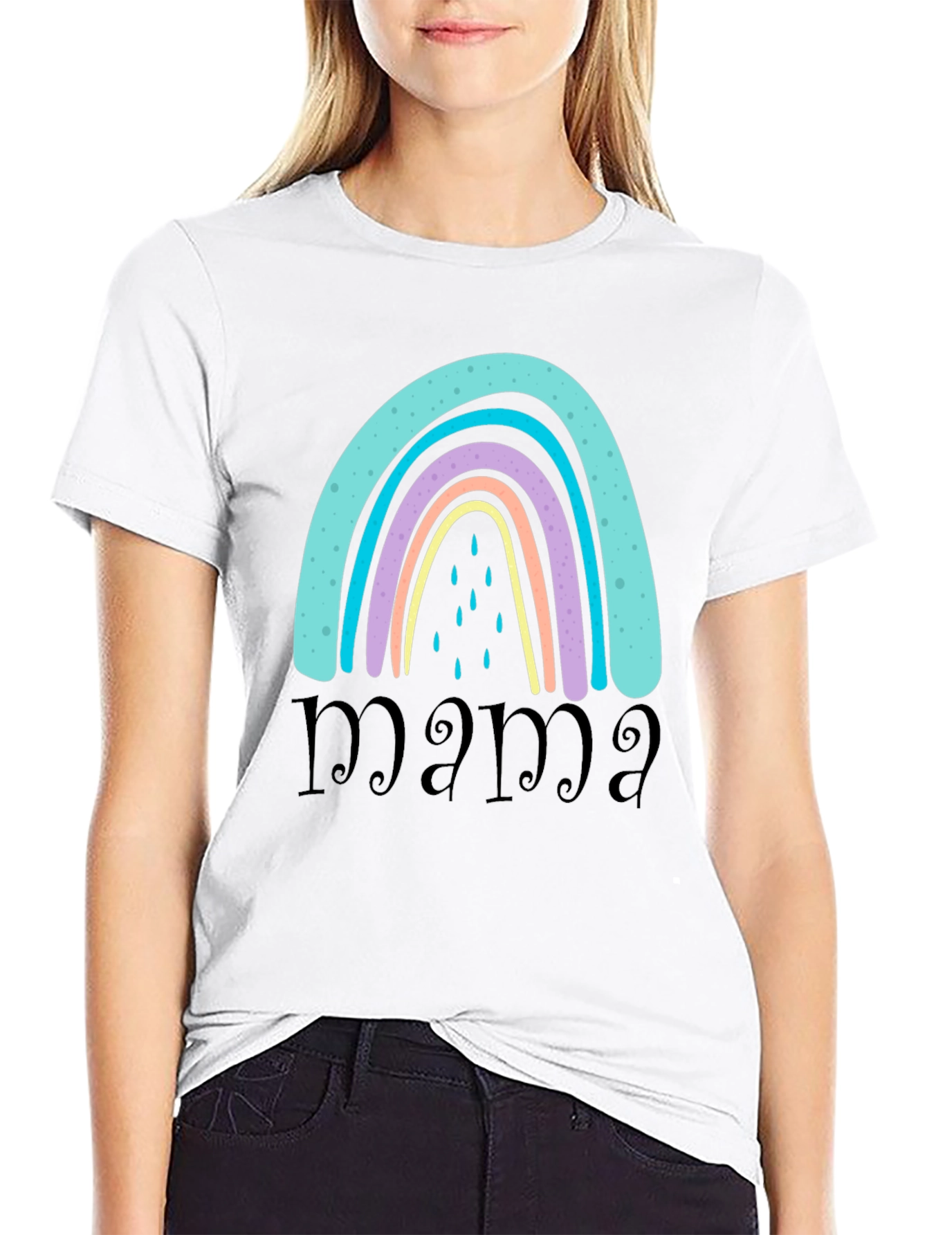 Mama Rainbow Graphic T-Shirt - Black Casual Tee
