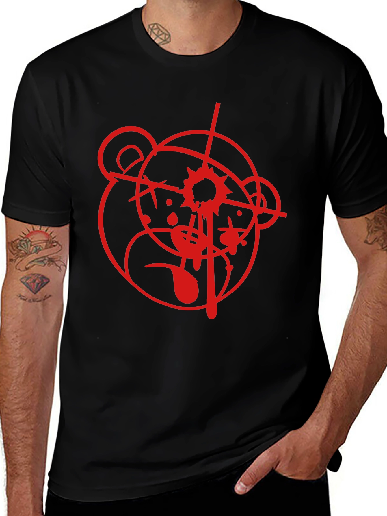 Graphic Bear Target Black T-Shirt