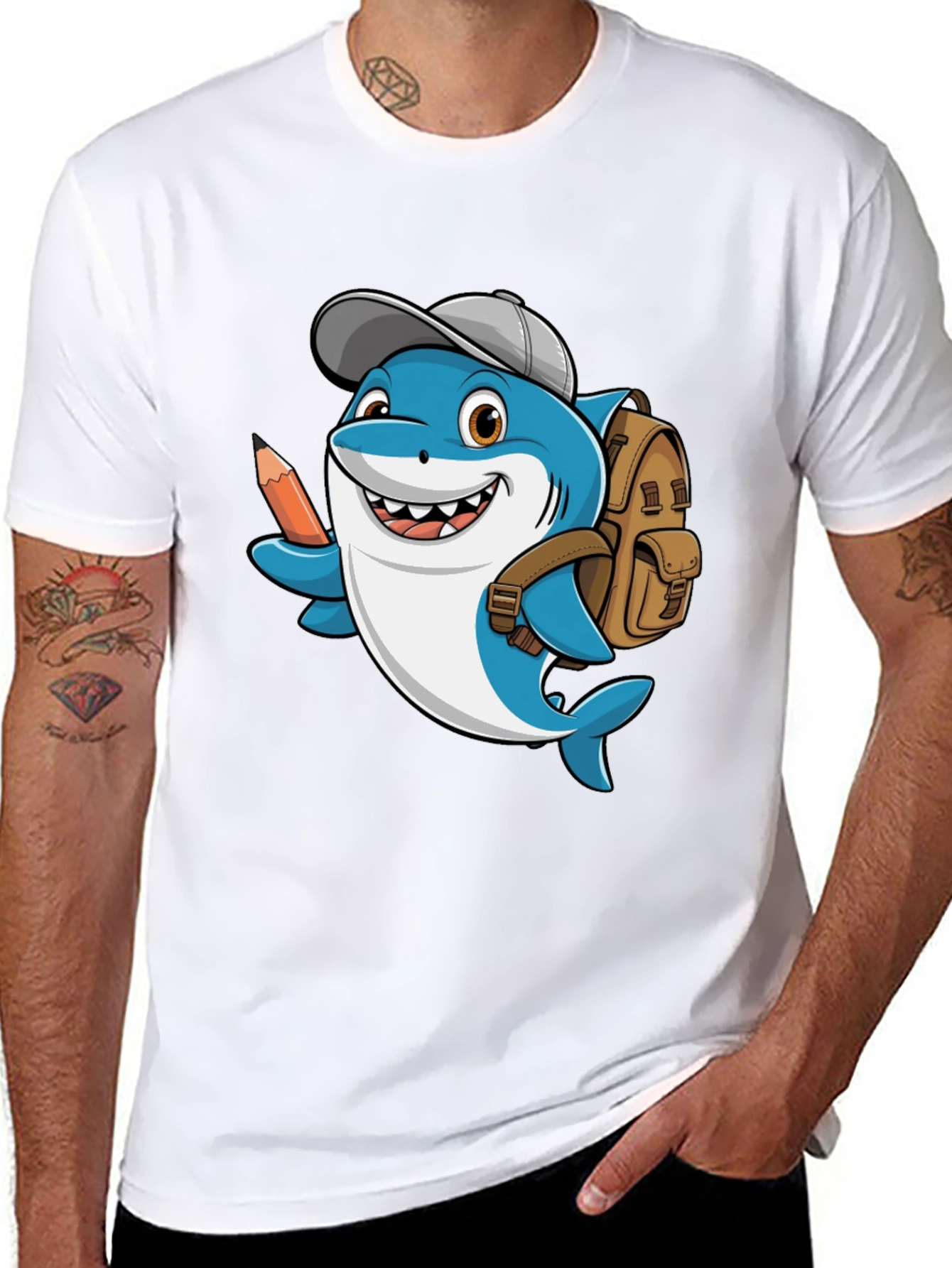 Cartoon Shark School T-Shirt