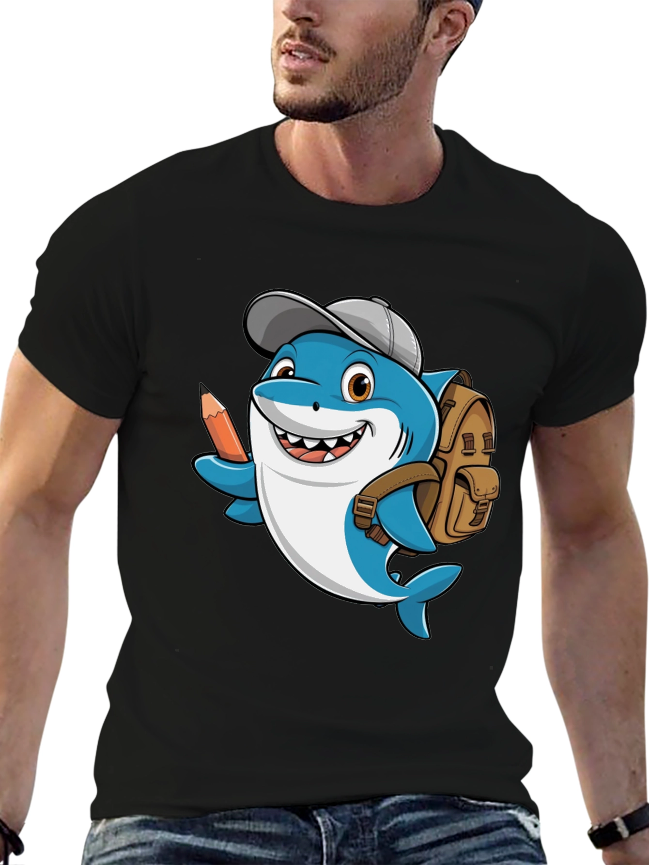 Cartoon Shark School T-Shirt