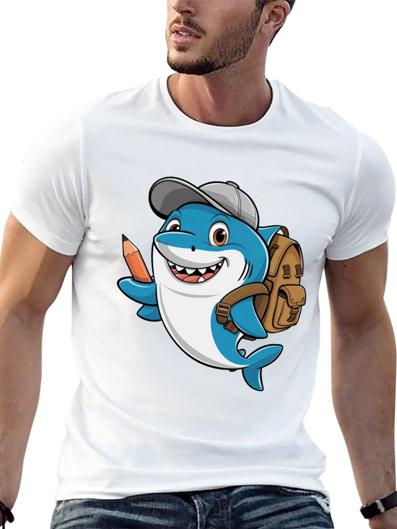 Cartoon Shark School T-Shirt