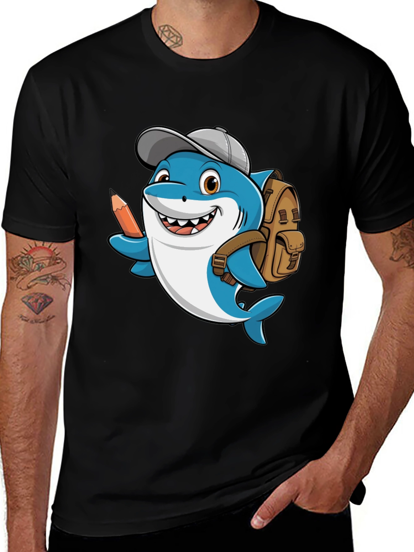 Cartoon Shark School T-Shirt