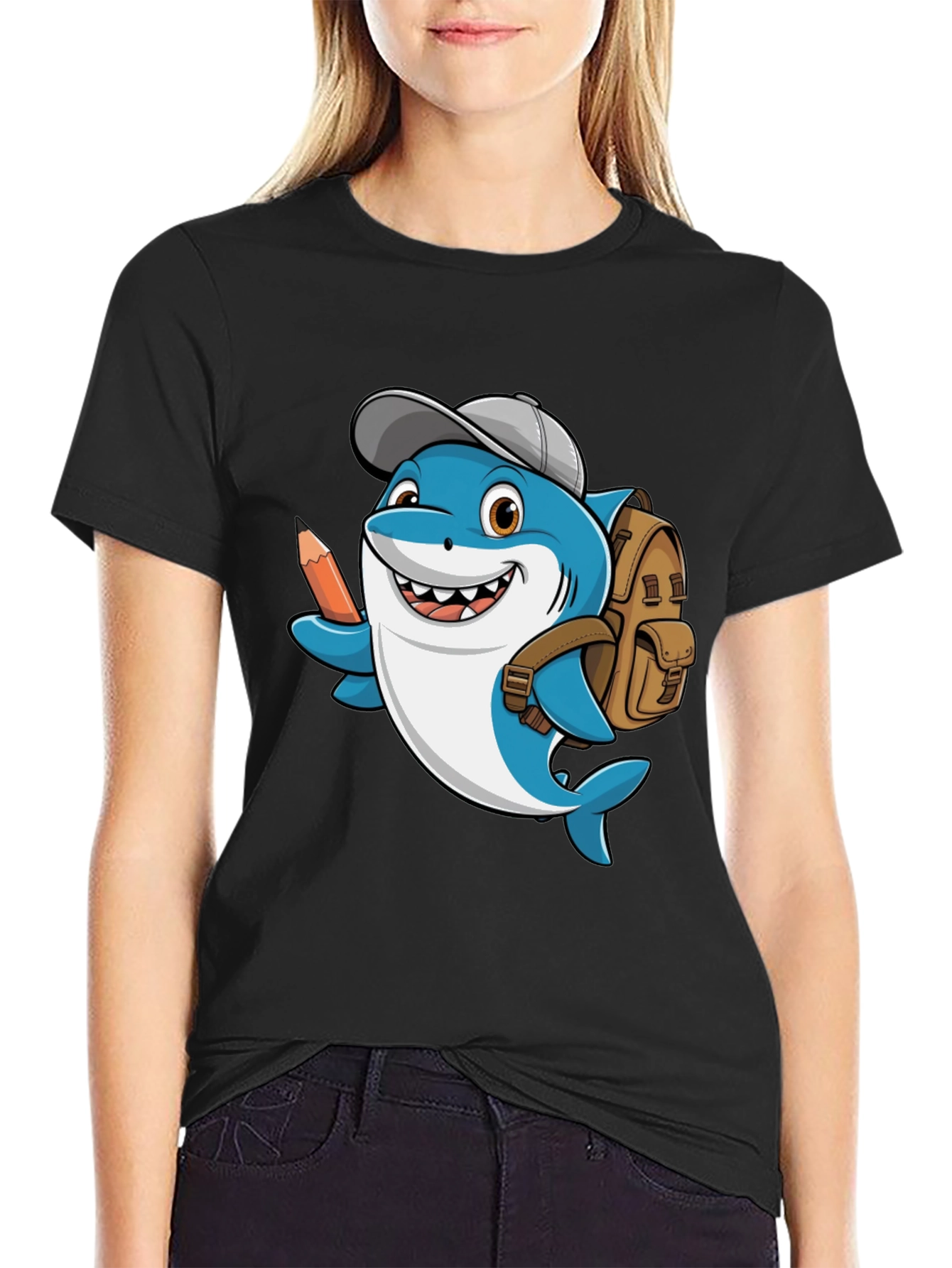 Cartoon Shark School T-Shirt
