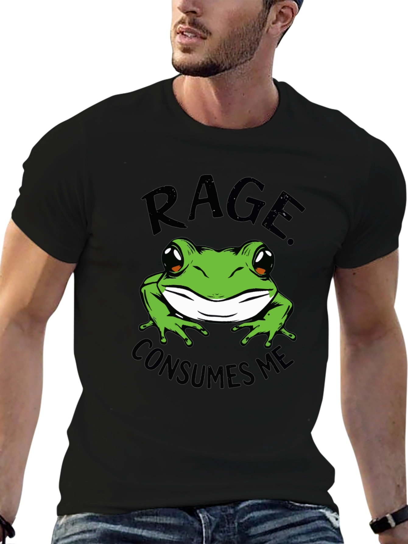 Rage Consumes Me Frog Graphic Tee - Black