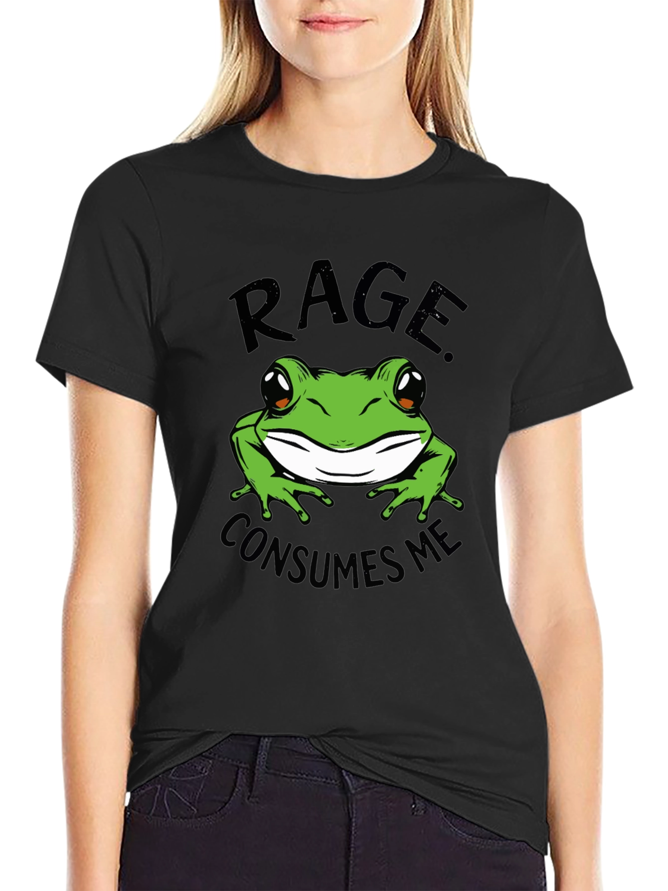 Rage Consumes Me Frog Graphic Tee - Black