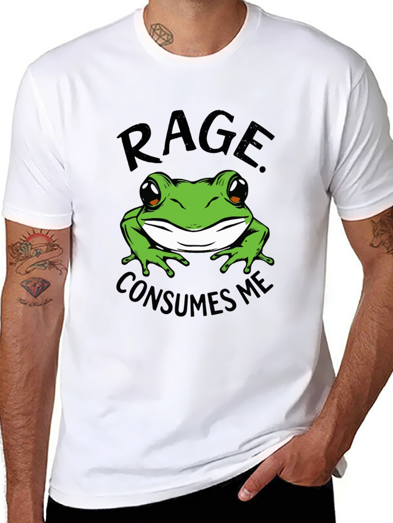 Rage Consumes Me Frog Graphic Tee - Black