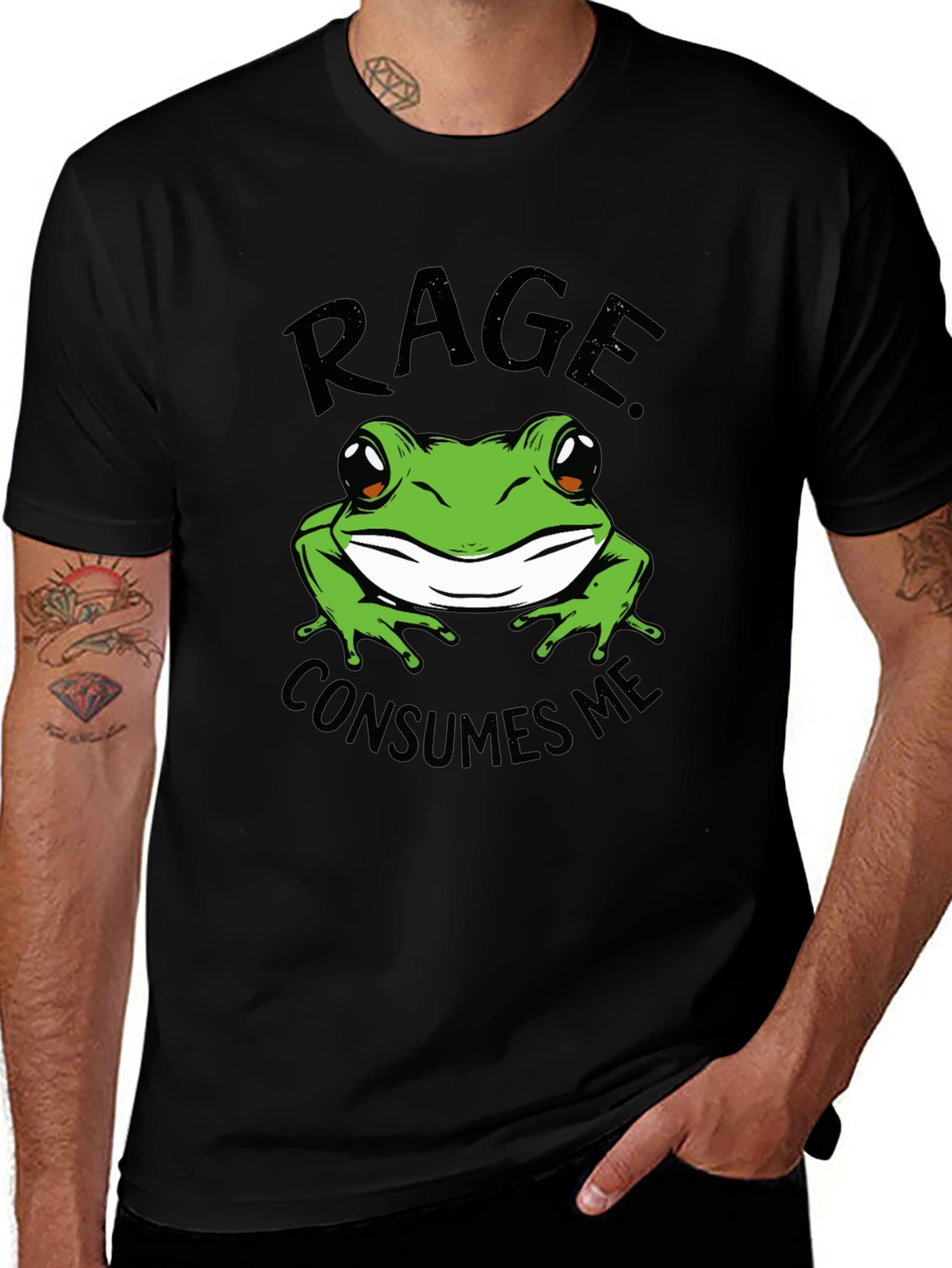 Rage Consumes Me Frog Graphic Tee - Black